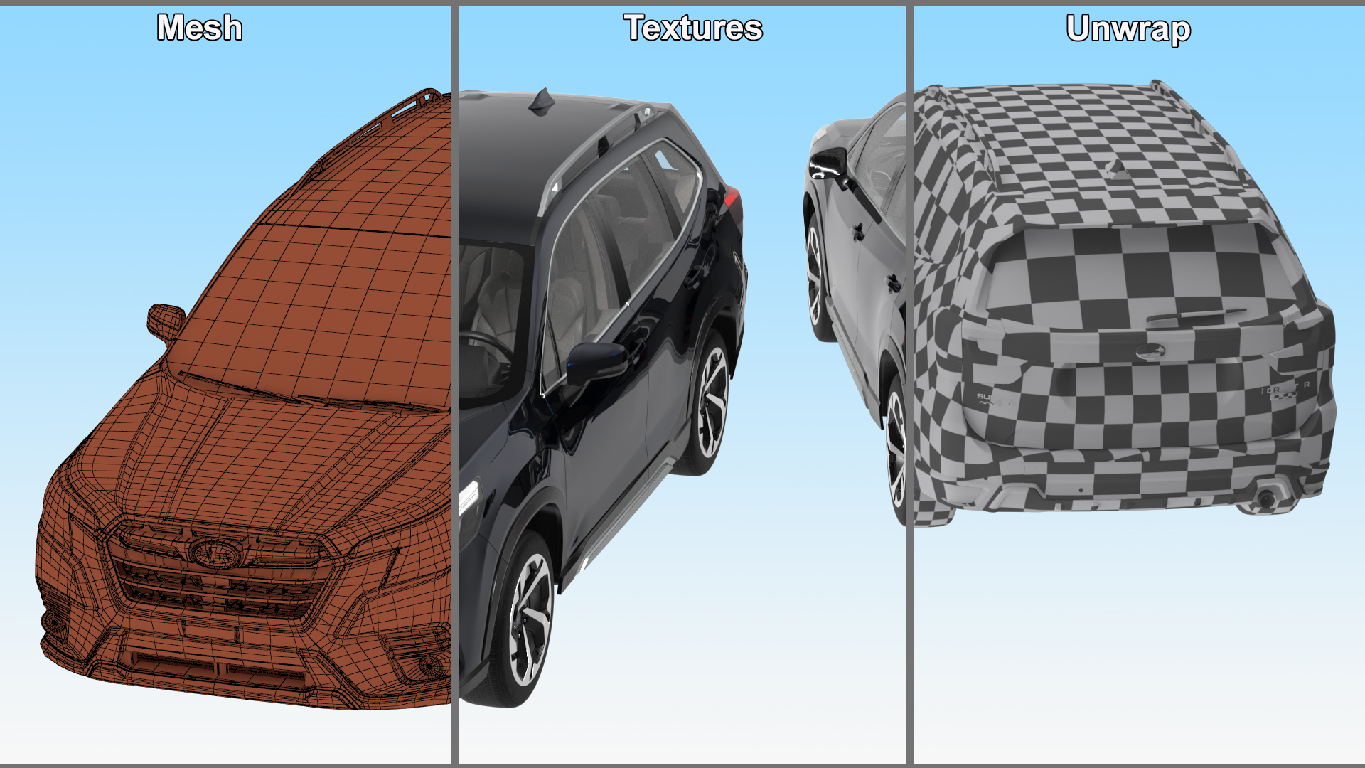 3D Subaru Forester 2022 Black Rigged model