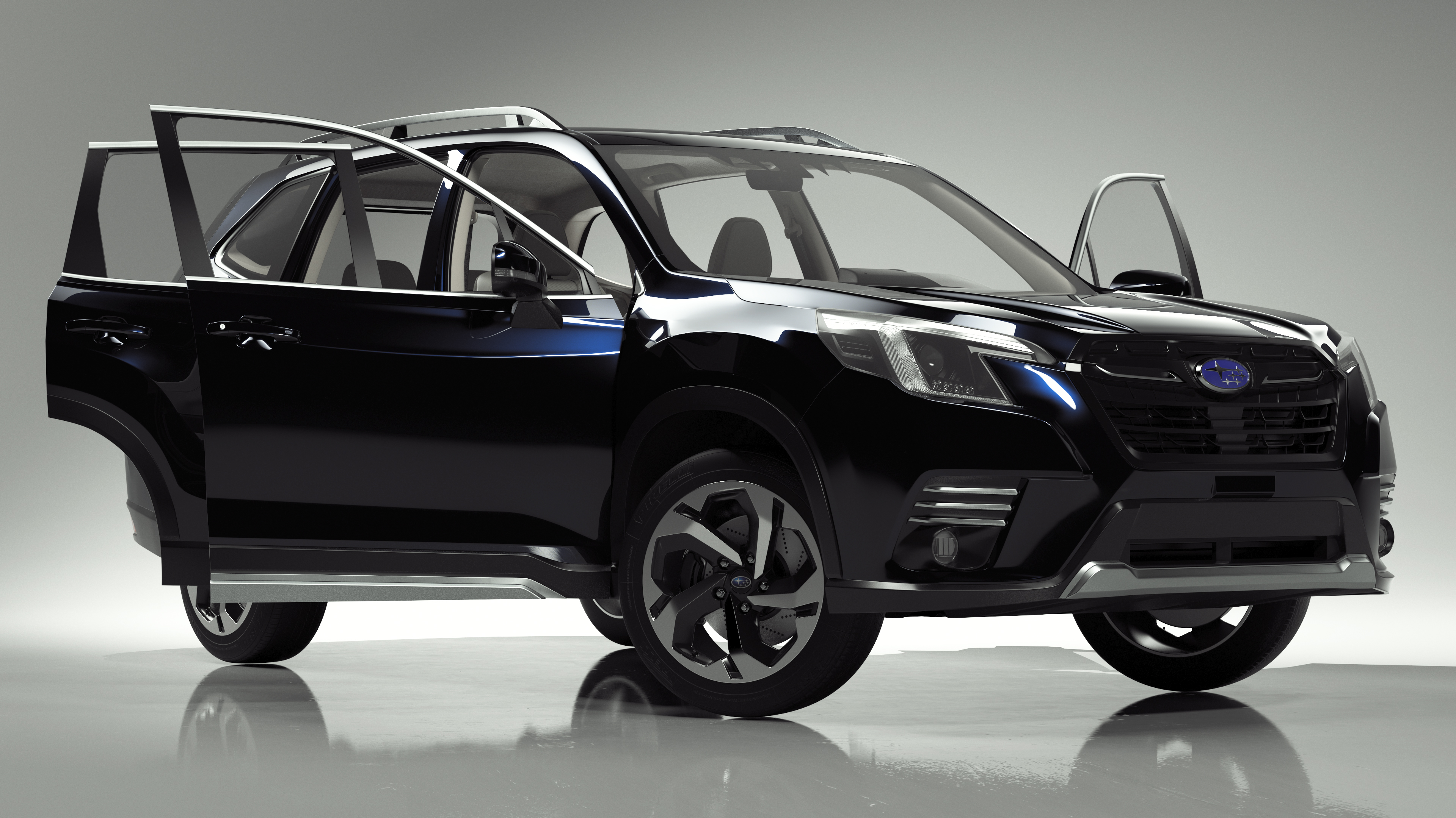 3D Subaru Forester 2022 Black Rigged model