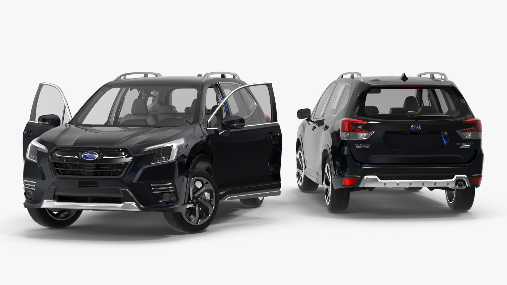 3D Subaru Forester 2022 Black Rigged model