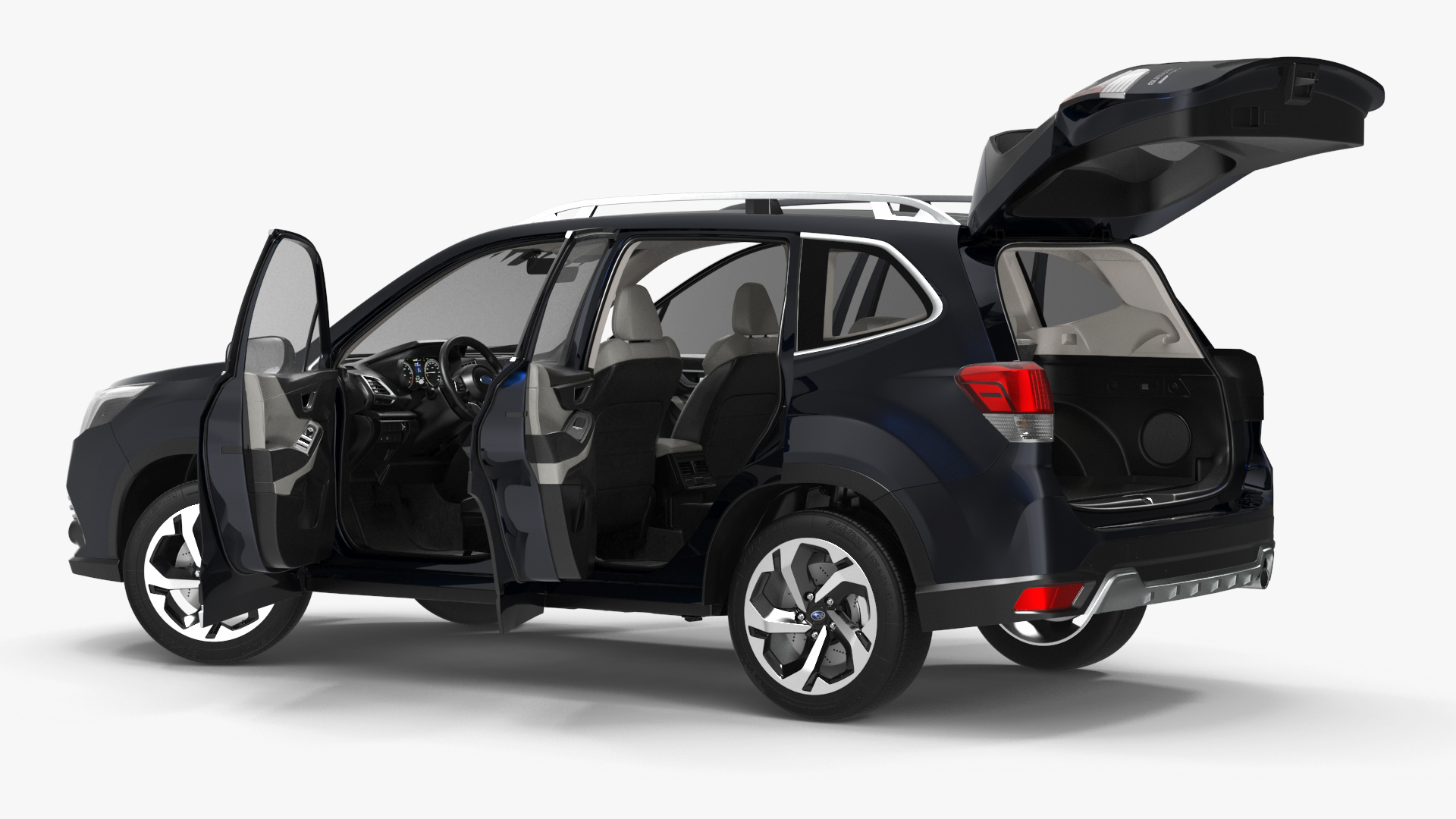 3D Subaru Forester 2022 Black Rigged model