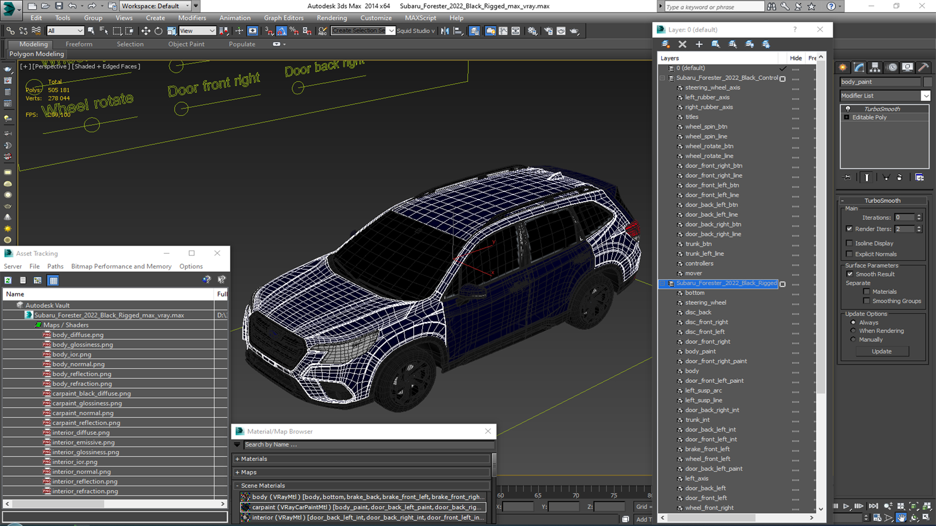 3D Subaru Forester 2022 Black Rigged model