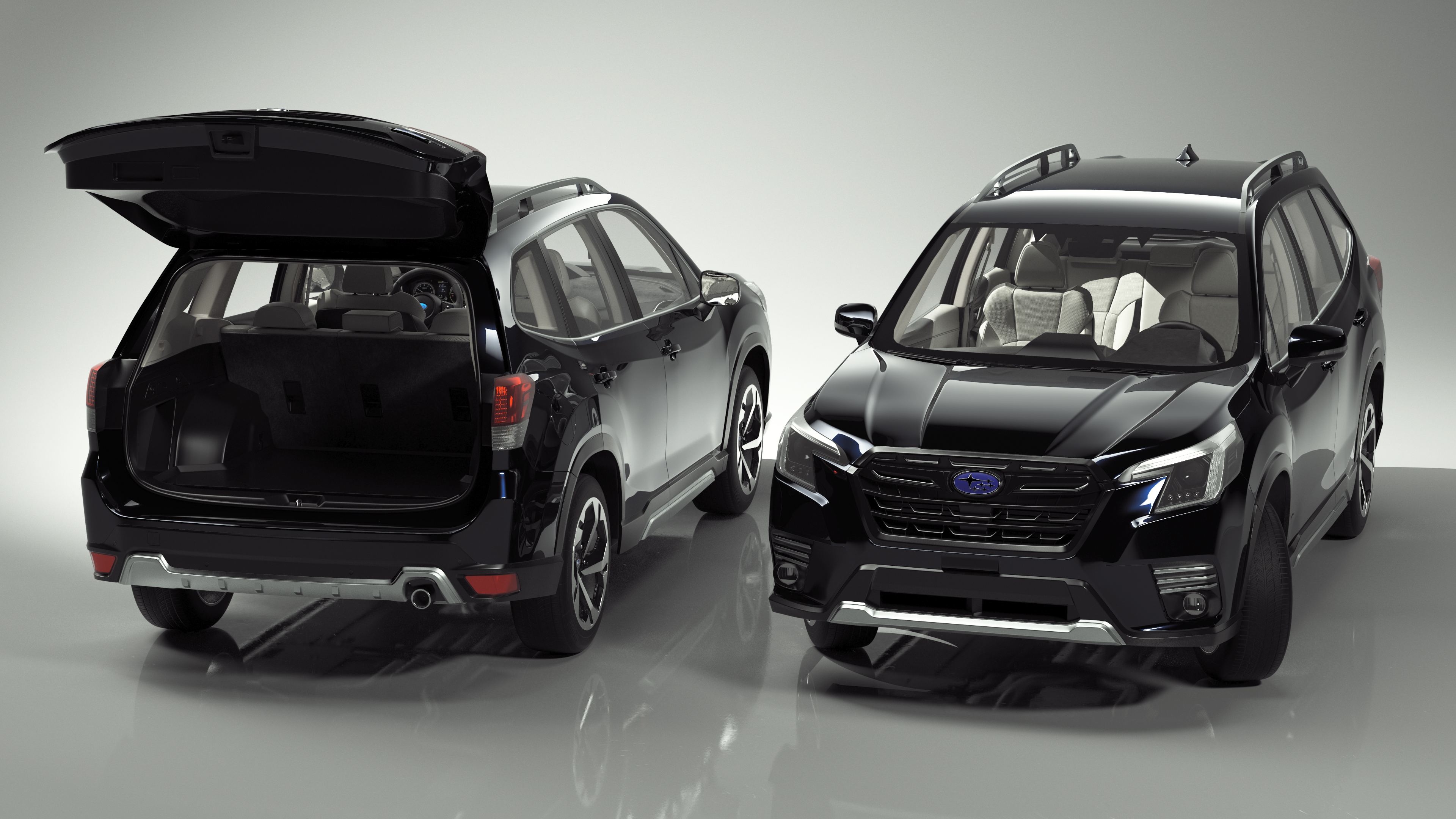3D Subaru Forester 2022 Black Rigged model