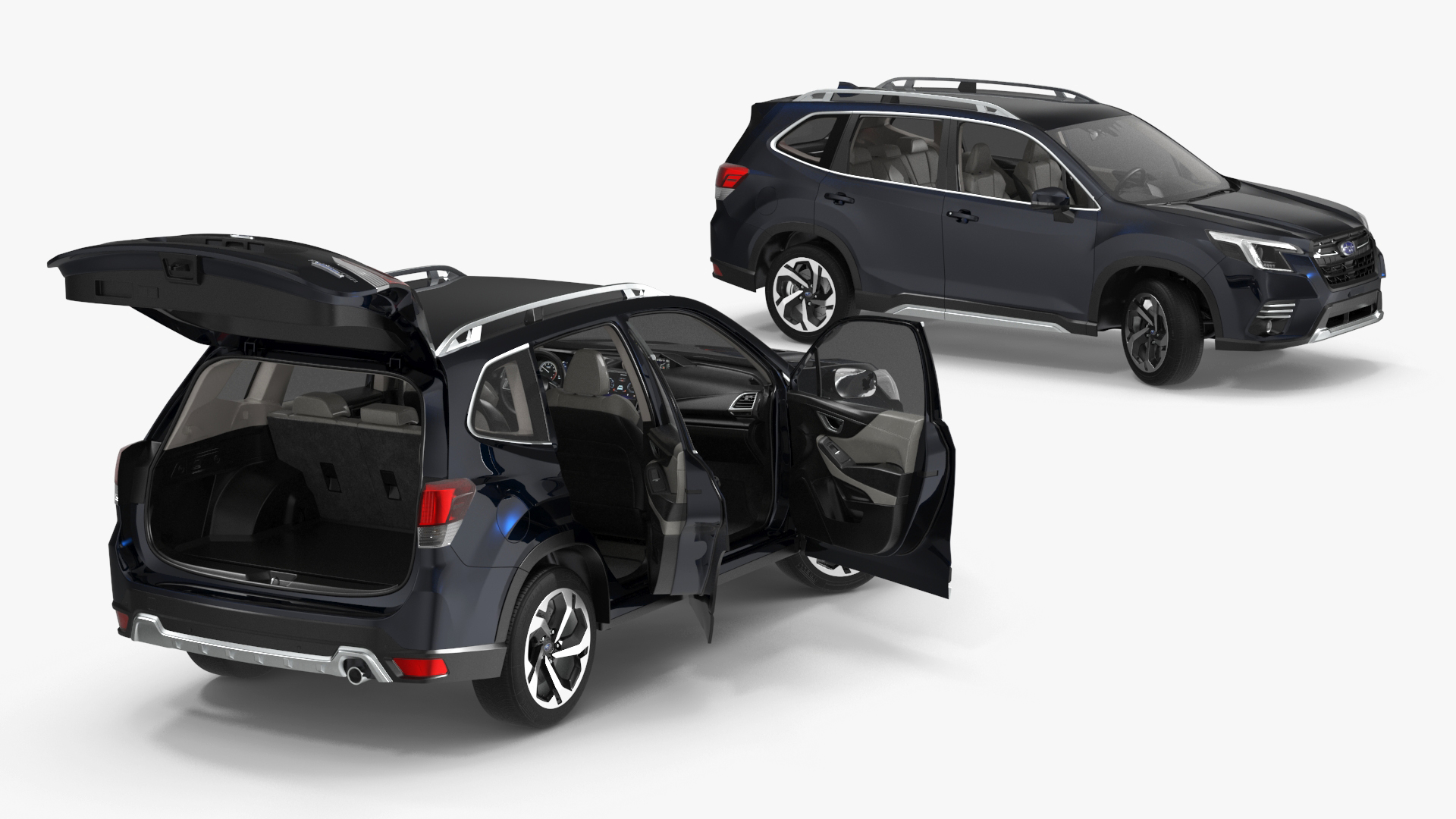 3D Subaru Forester 2022 Black Rigged model