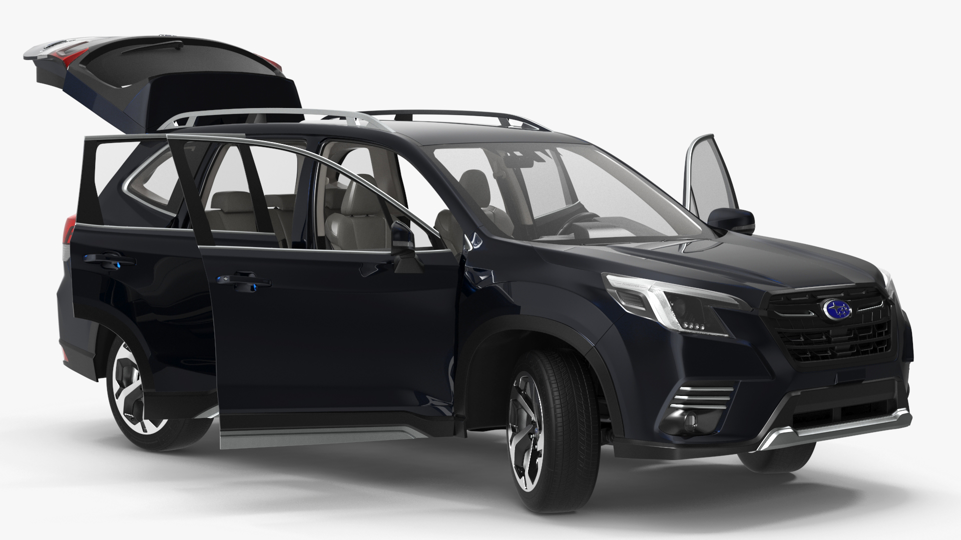 3D Subaru Forester 2022 Black Rigged model