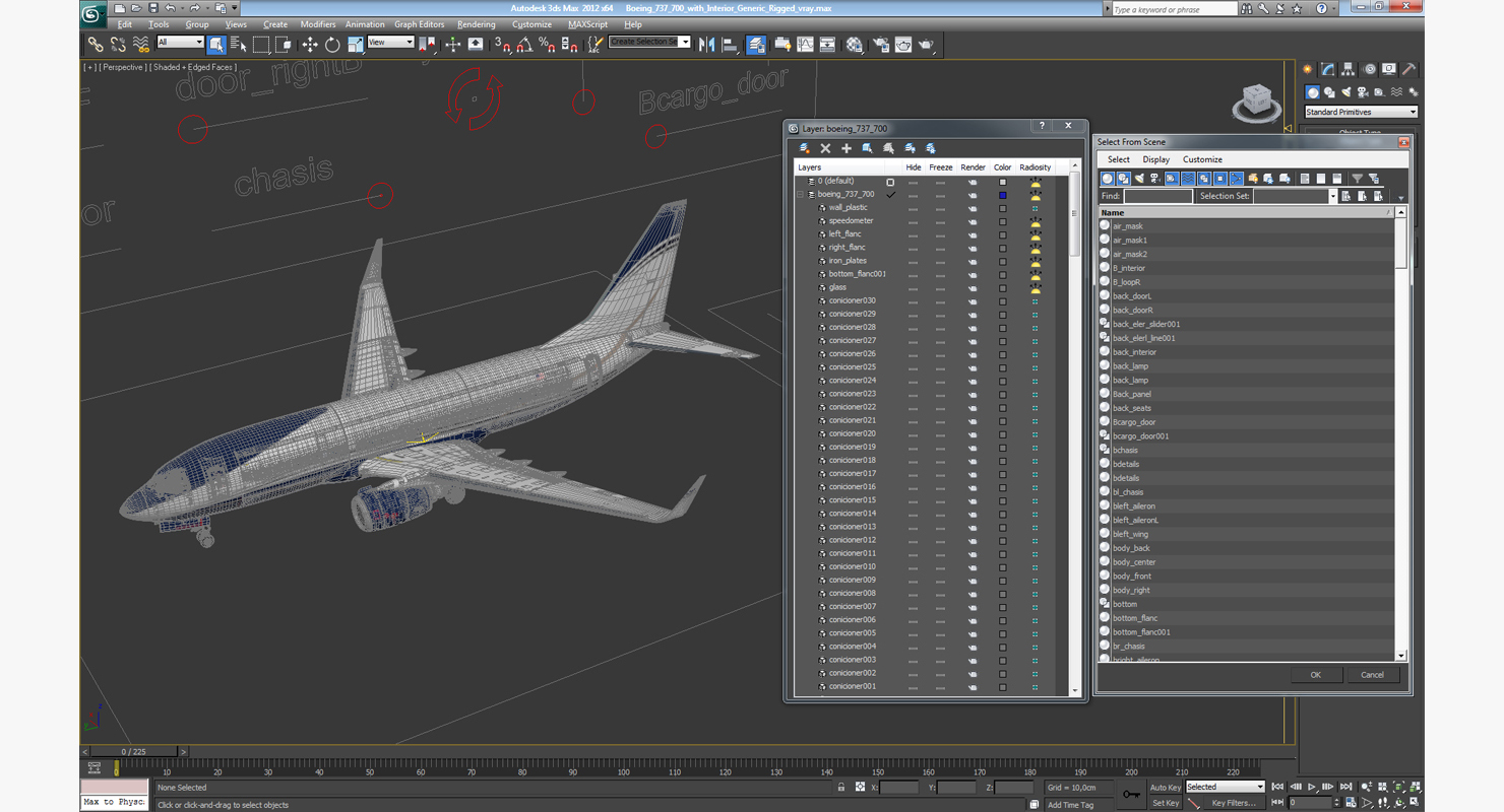 3D Boeing 737 700 with Interior Generic Rigged model