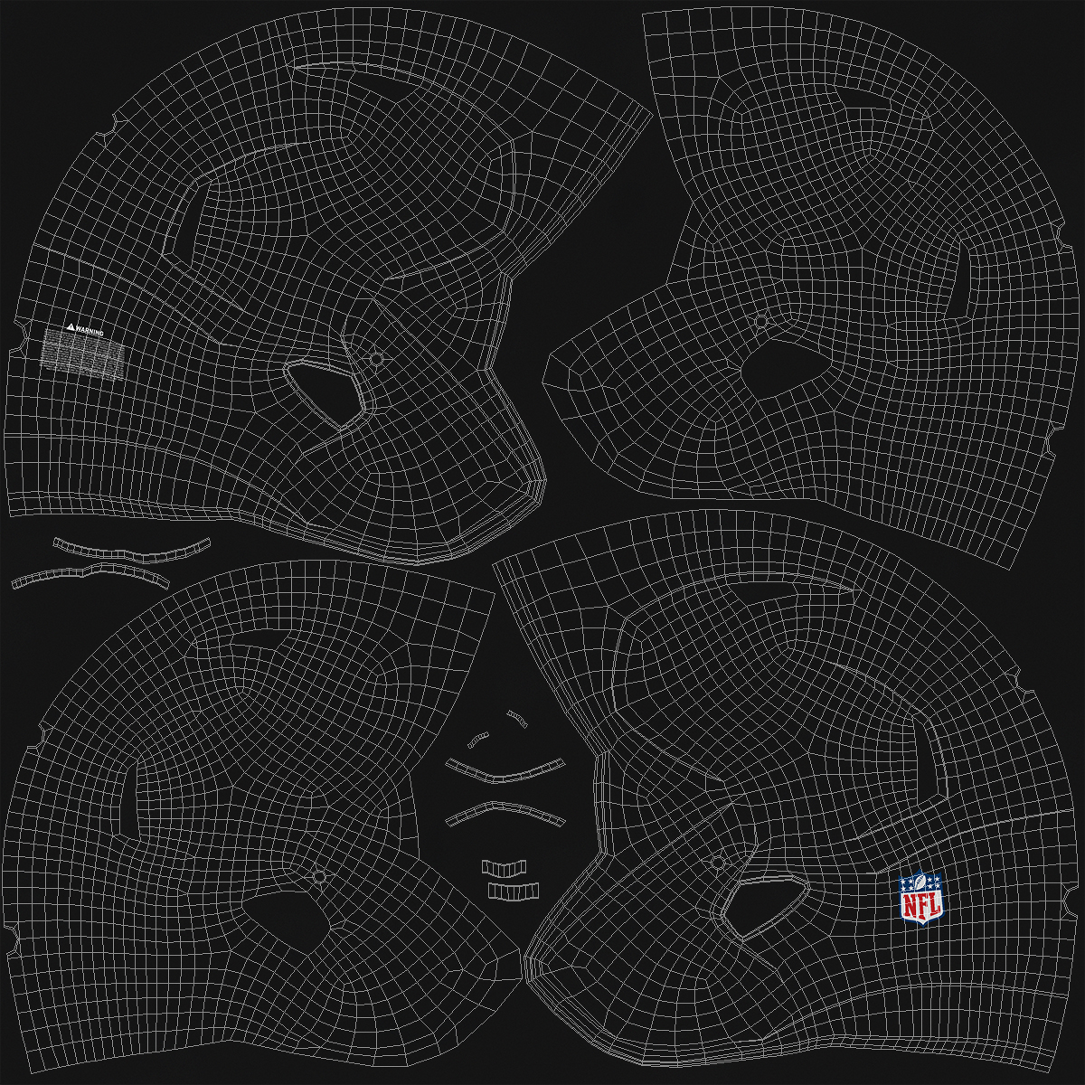 Helmet 3 Riddell On Mannequin Head 3D model