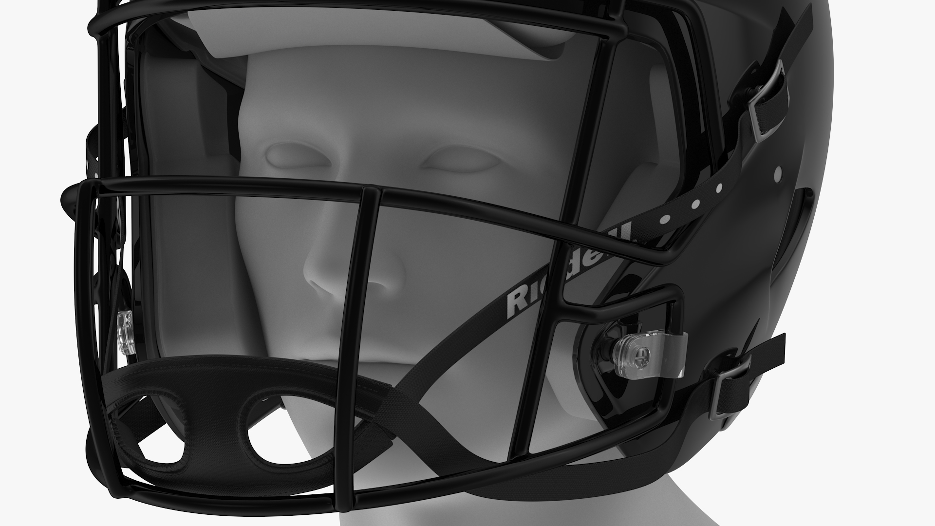 Helmet 3 Riddell On Mannequin Head 3D model