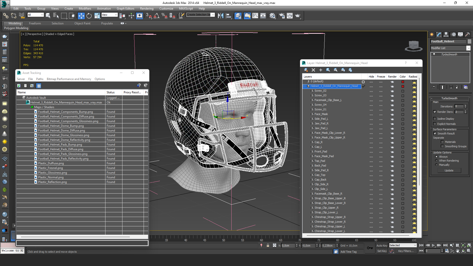 Helmet 3 Riddell On Mannequin Head 3D model