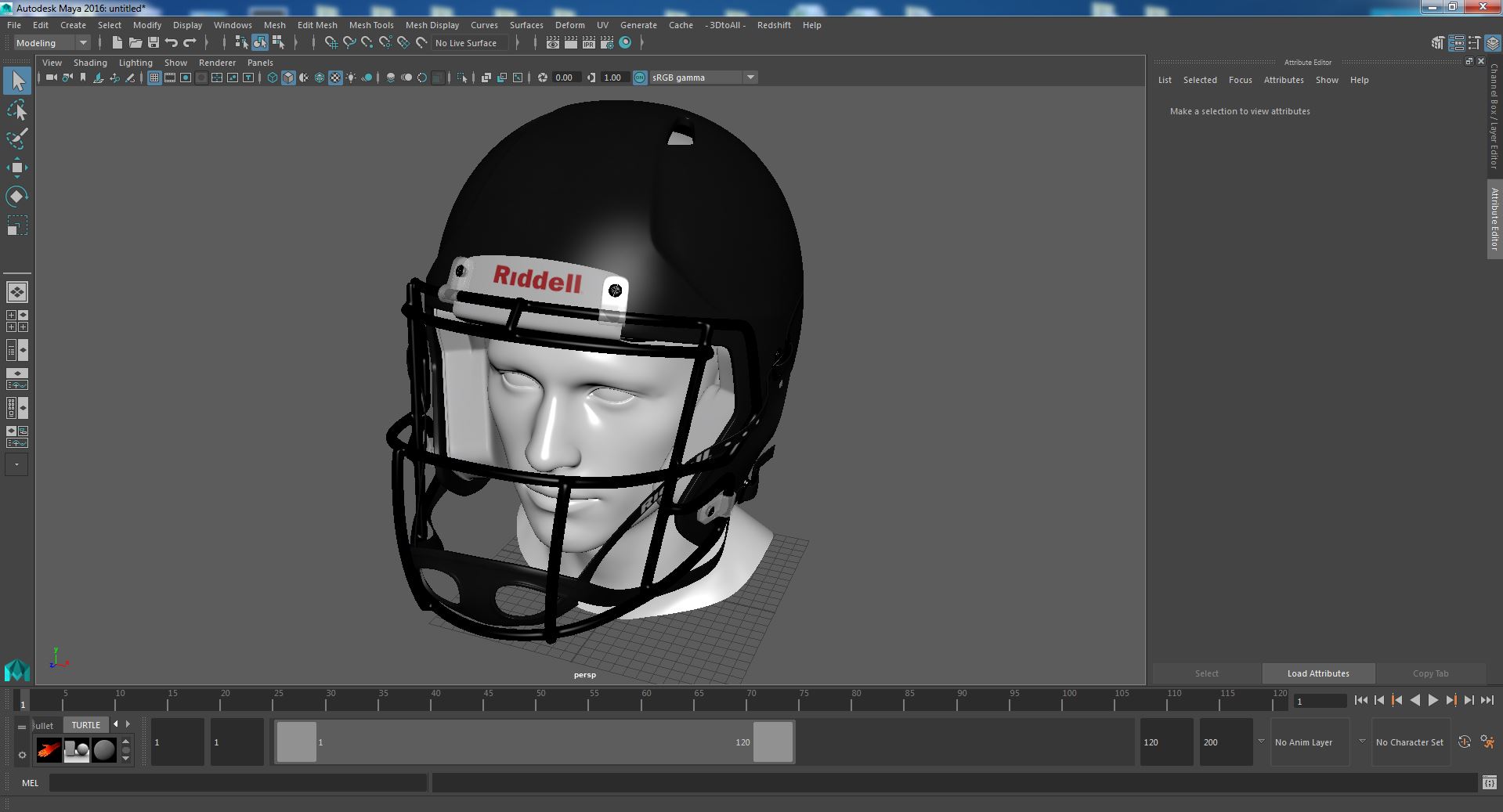 Helmet 3 Riddell On Mannequin Head 3D model