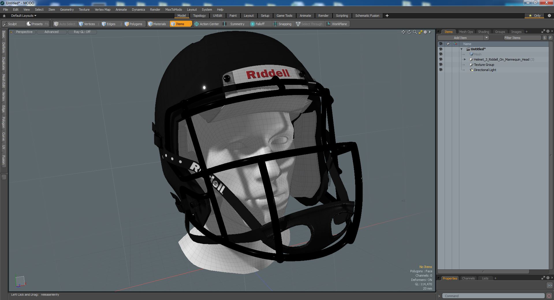 Helmet 3 Riddell On Mannequin Head 3D model