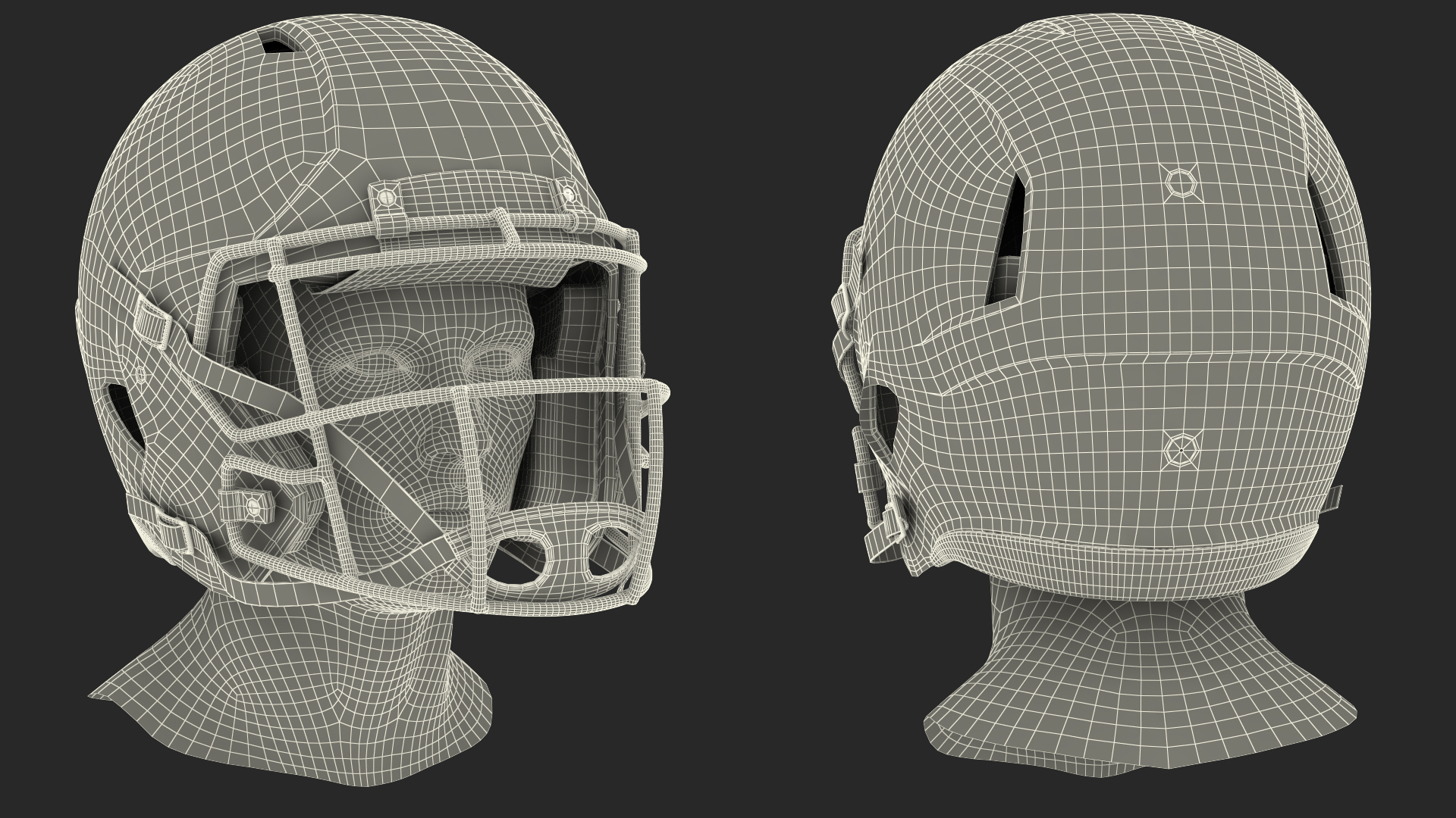 Helmet 3 Riddell On Mannequin Head 3D model