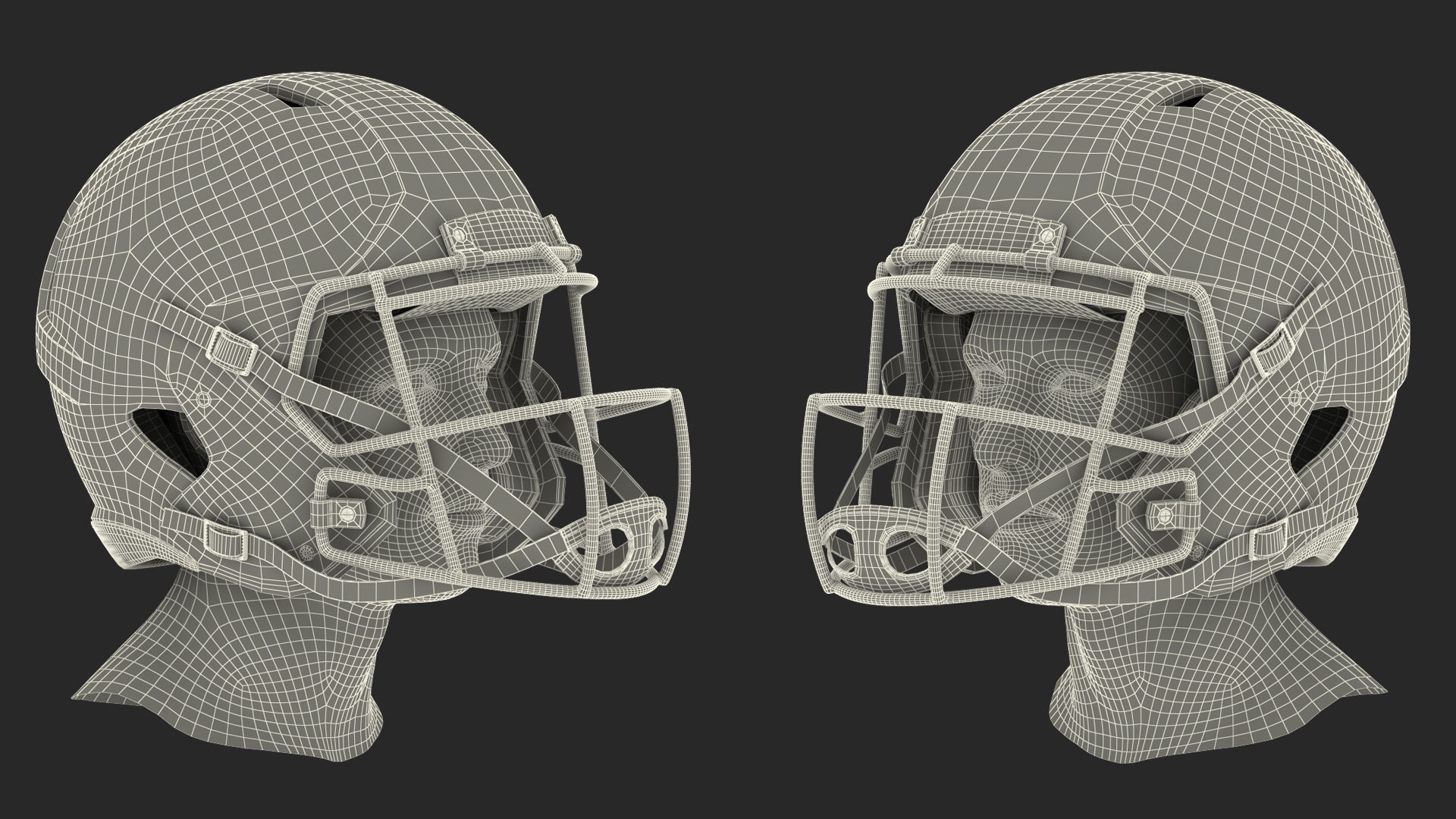 Helmet 3 Riddell On Mannequin Head 3D model