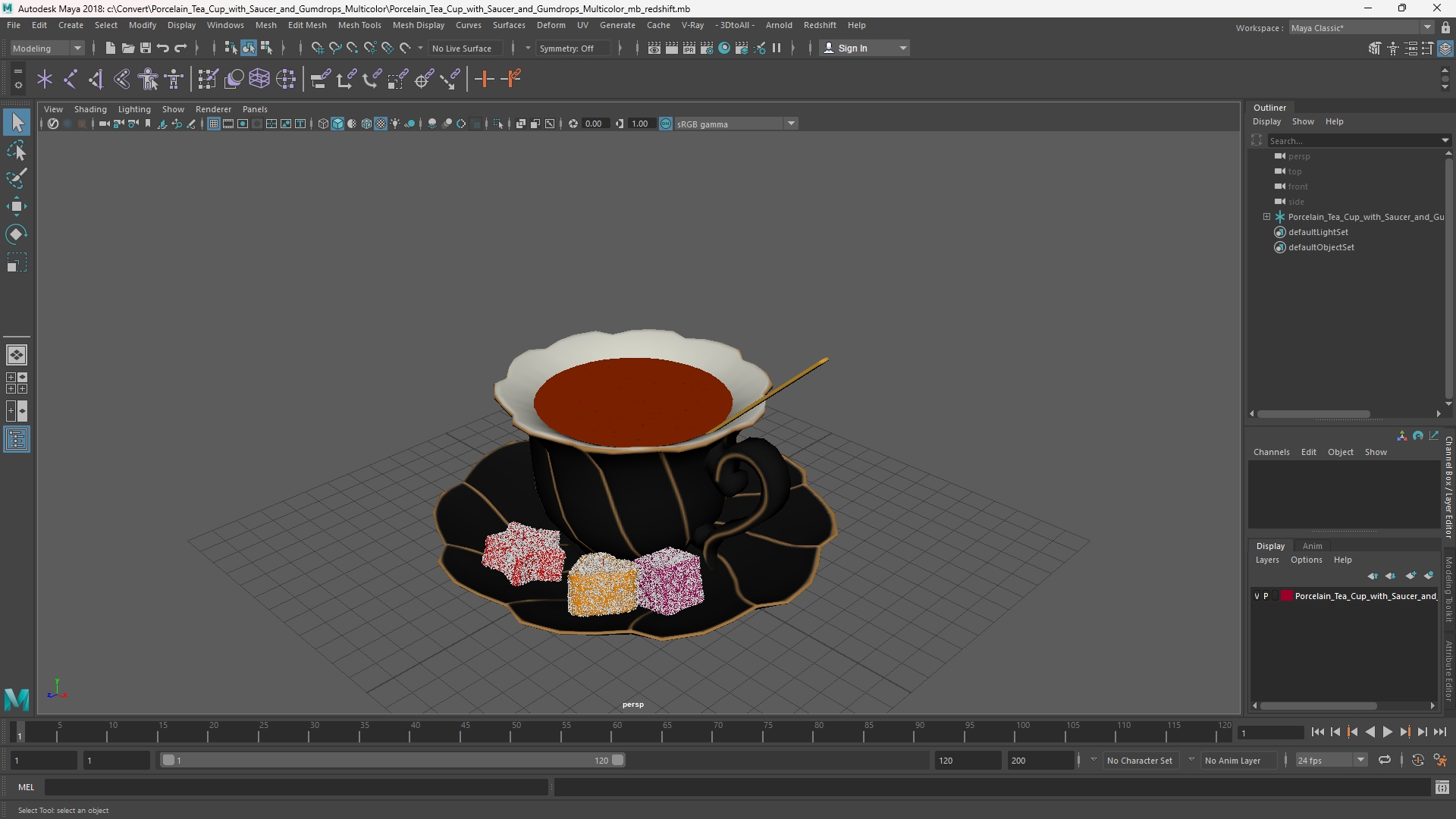 Porcelain Tea Cup with Saucer and Gumdrops Multicolor - view 11