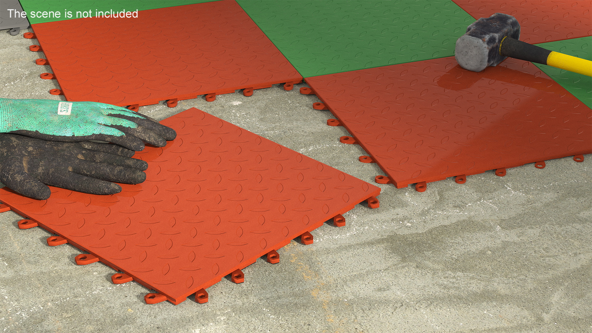 Connectable Gym Floor Mat Orange 3D