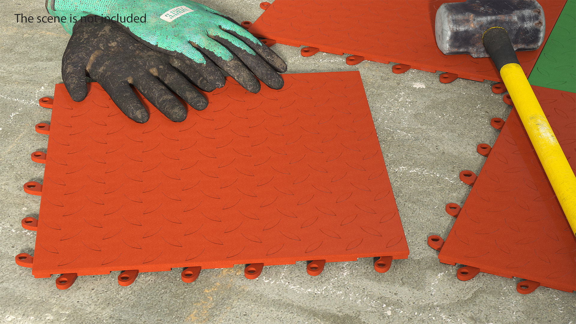 Connectable Gym Floor Mat Orange 3D