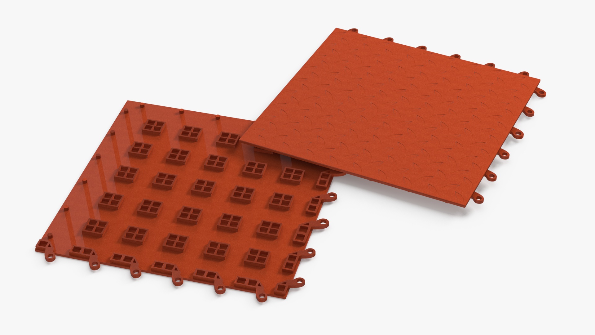 Connectable Gym Floor Mat Orange 3D