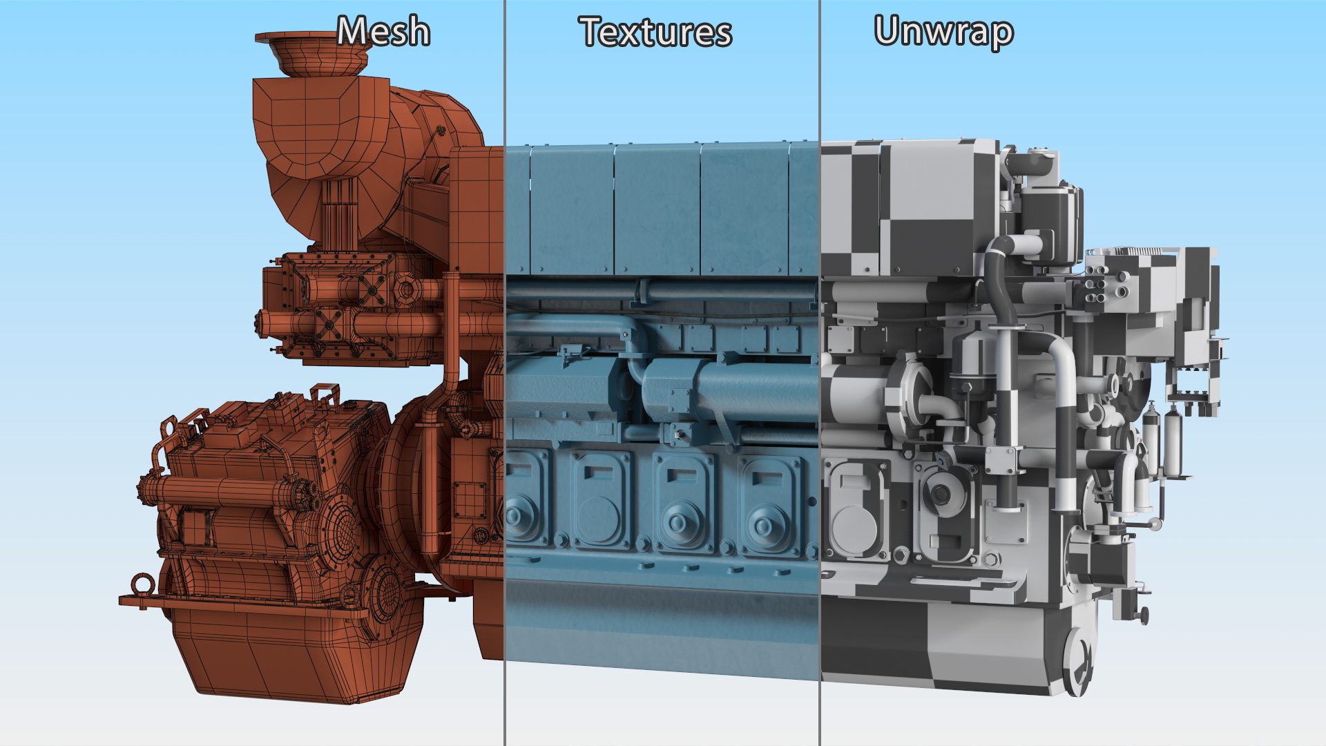 Marine Propulsion Engine Blue 3D model