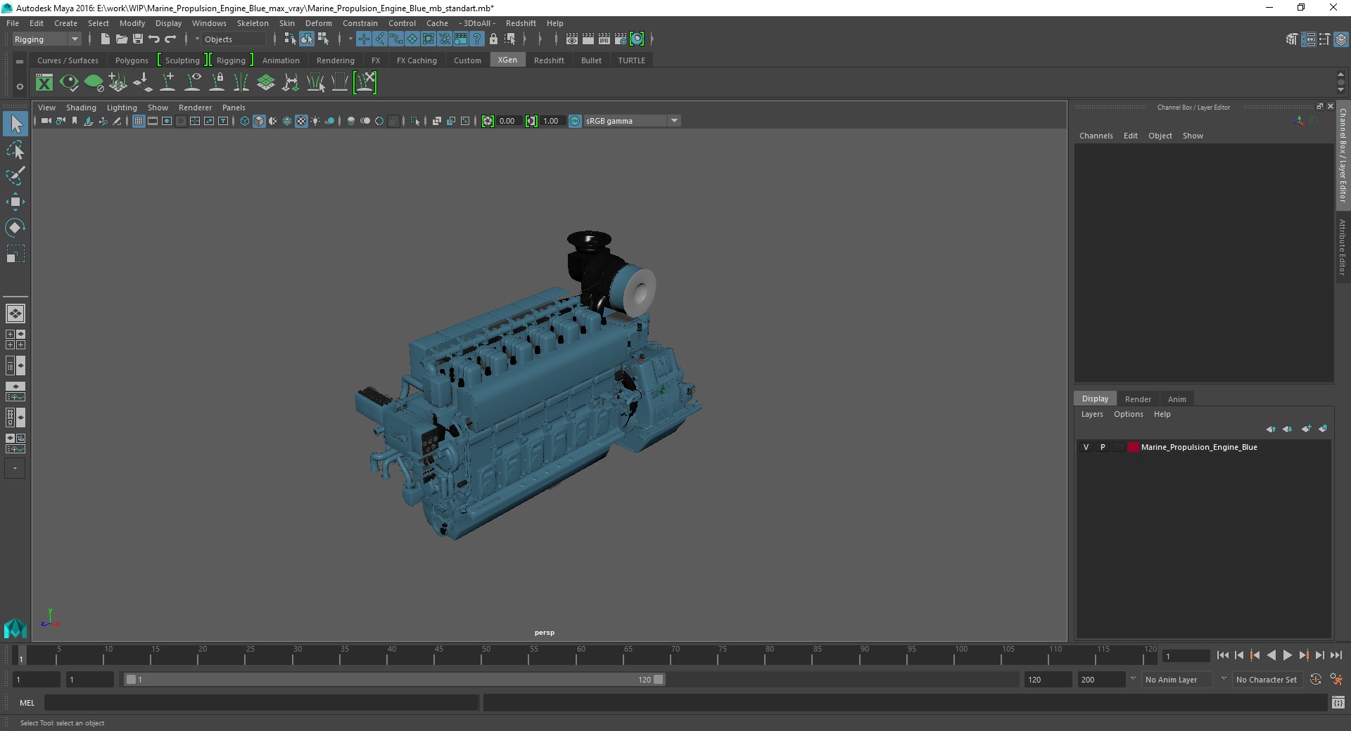Marine Propulsion Engine Blue 3D model