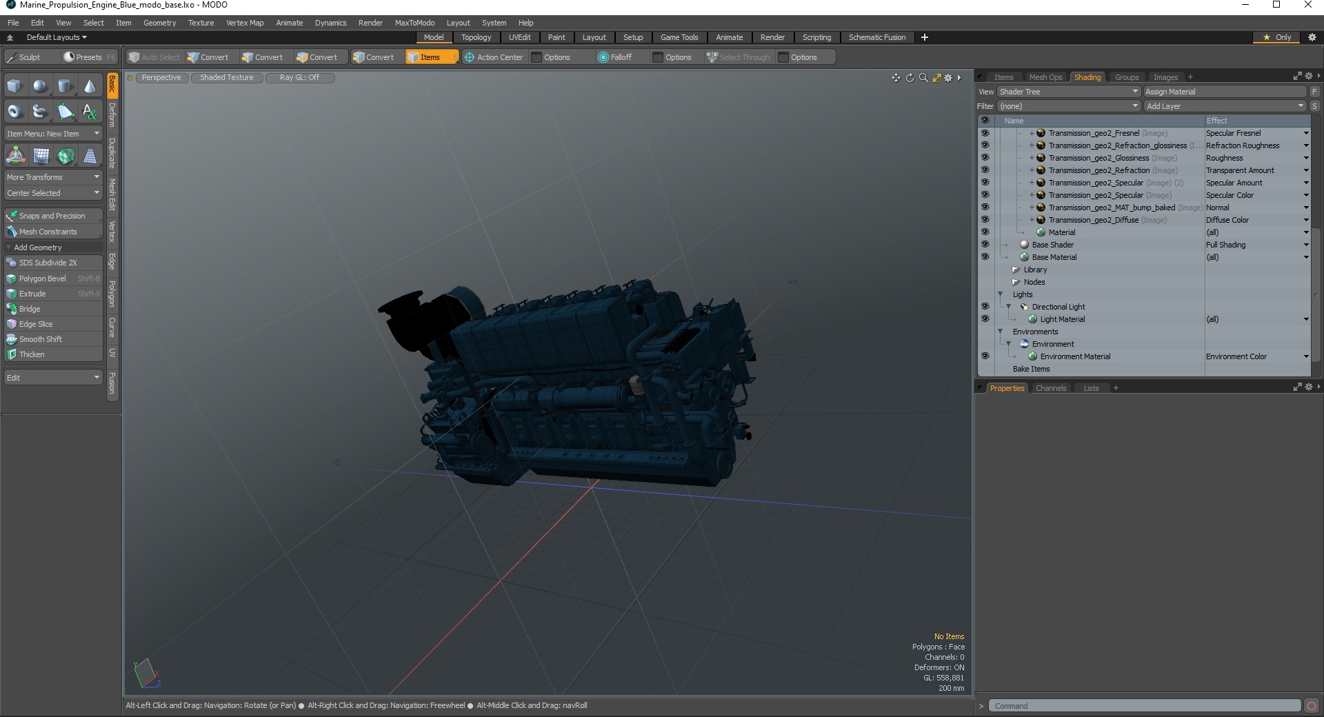 Marine Propulsion Engine Blue 3D model