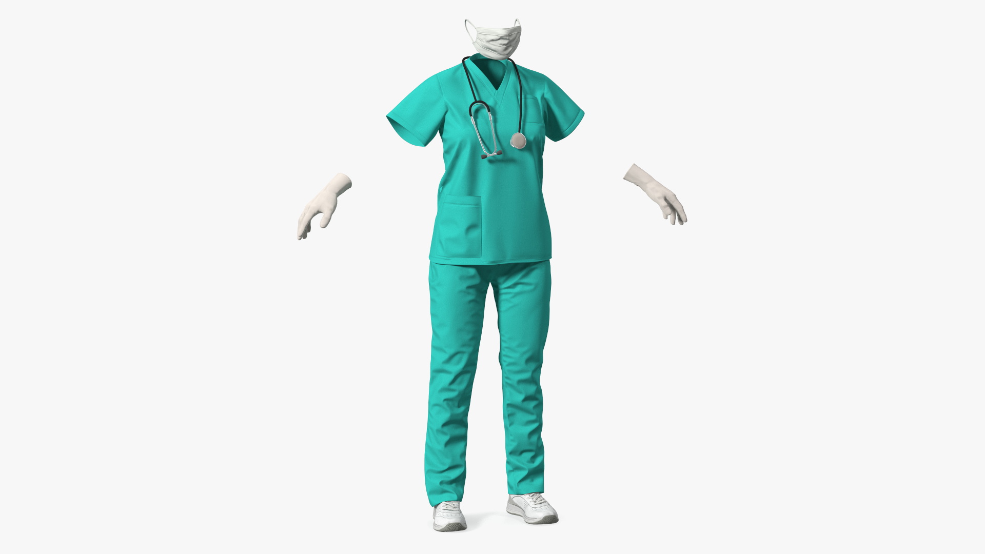 3D Green Medical Female Uniform model
