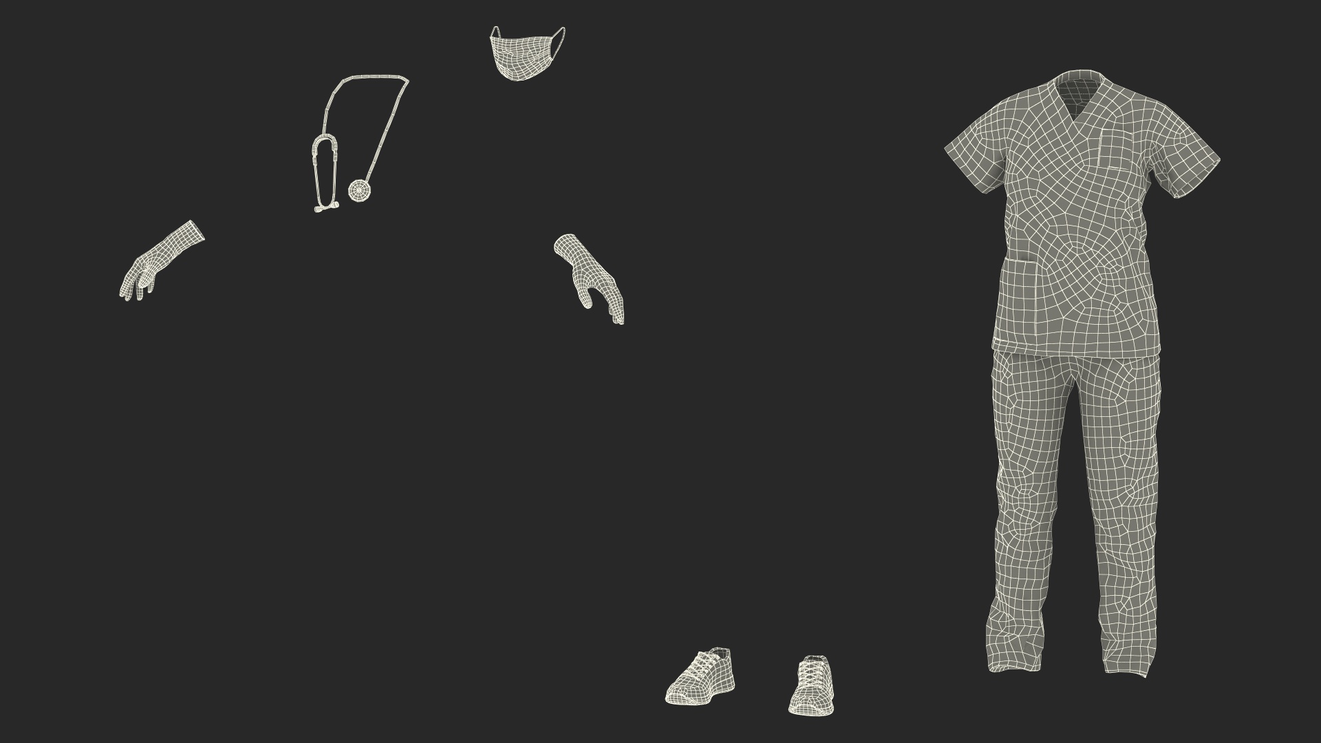 3D Green Medical Female Uniform model