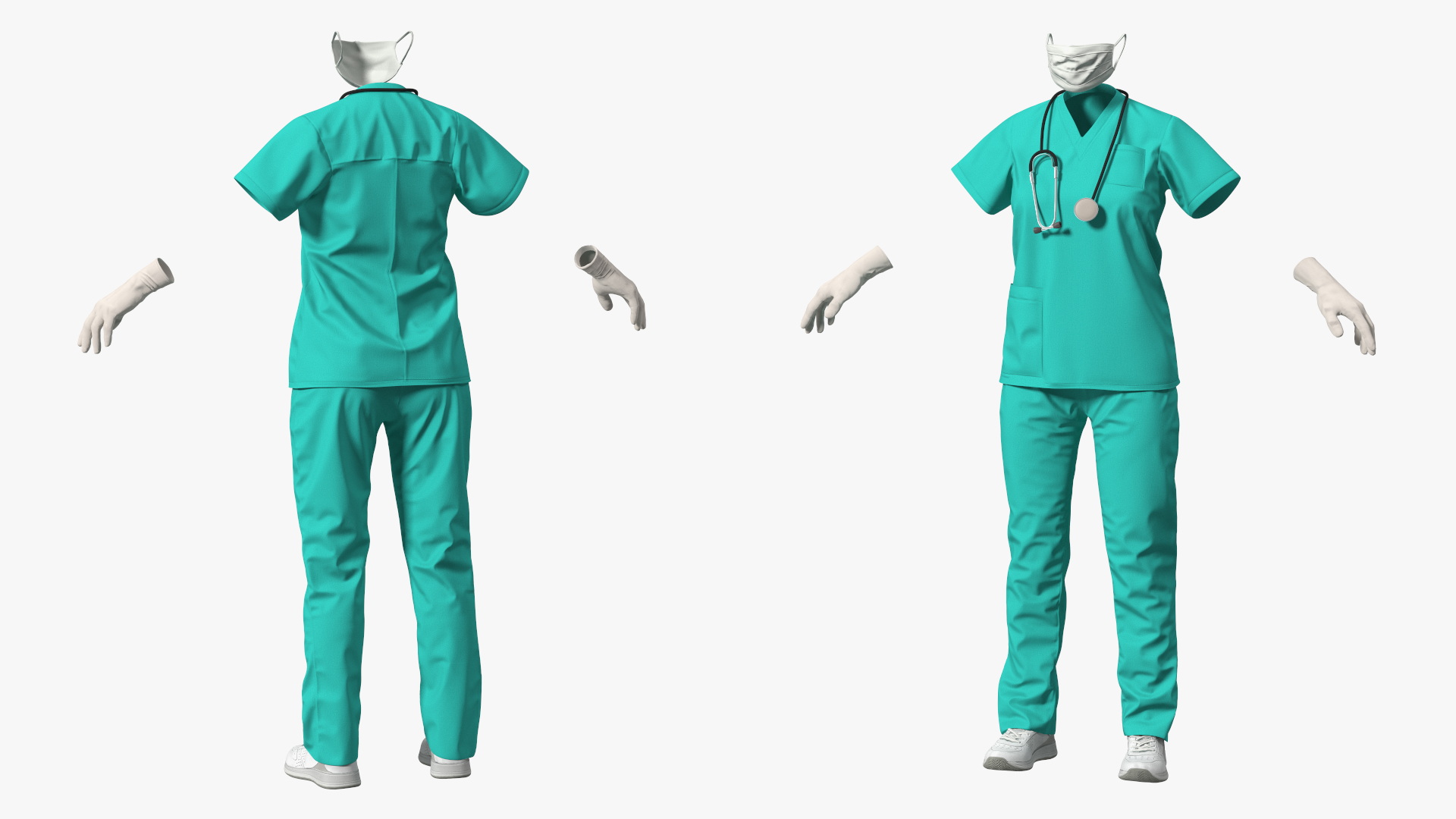 3D Green Medical Female Uniform model
