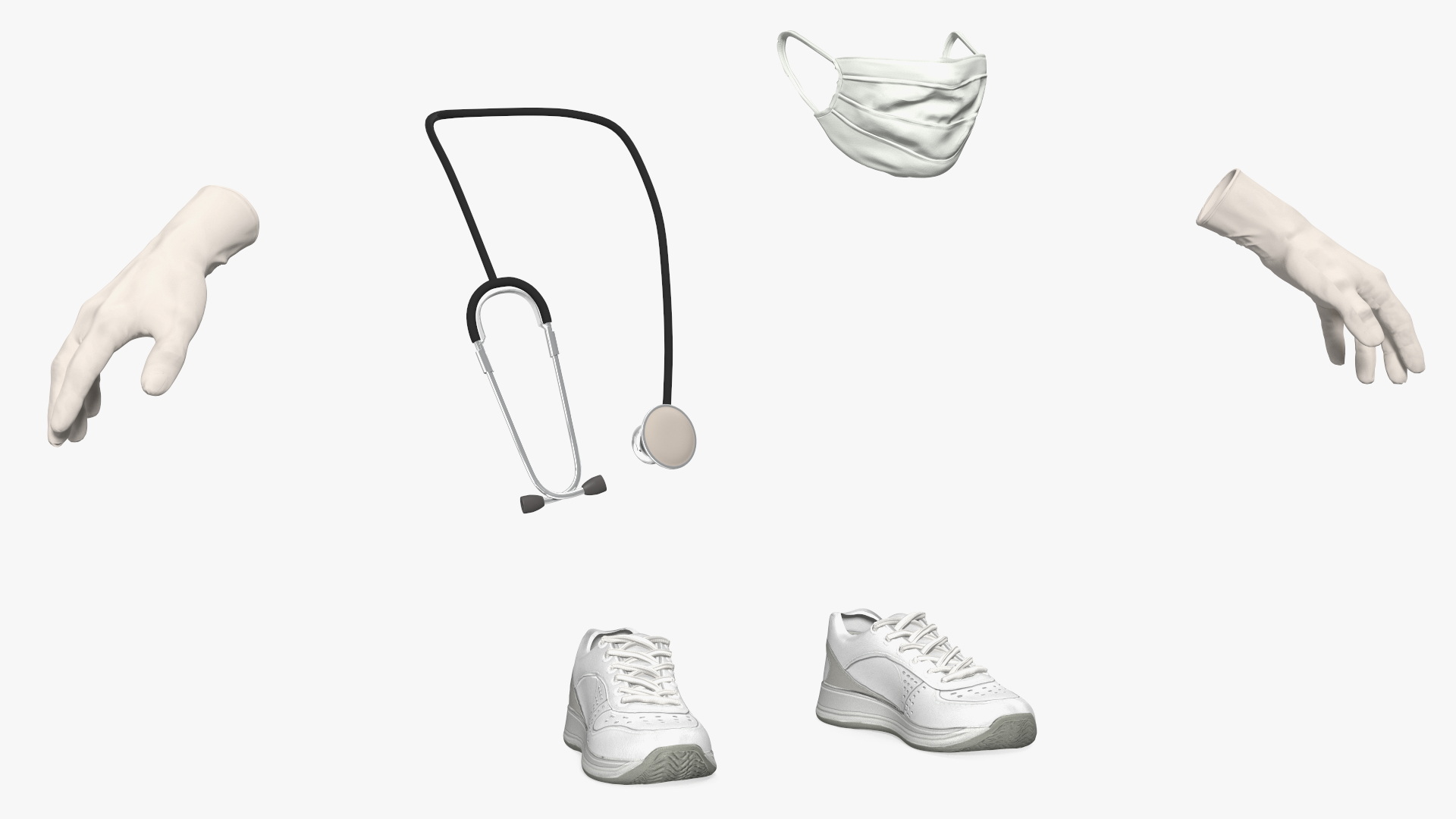 3D Green Medical Female Uniform model
