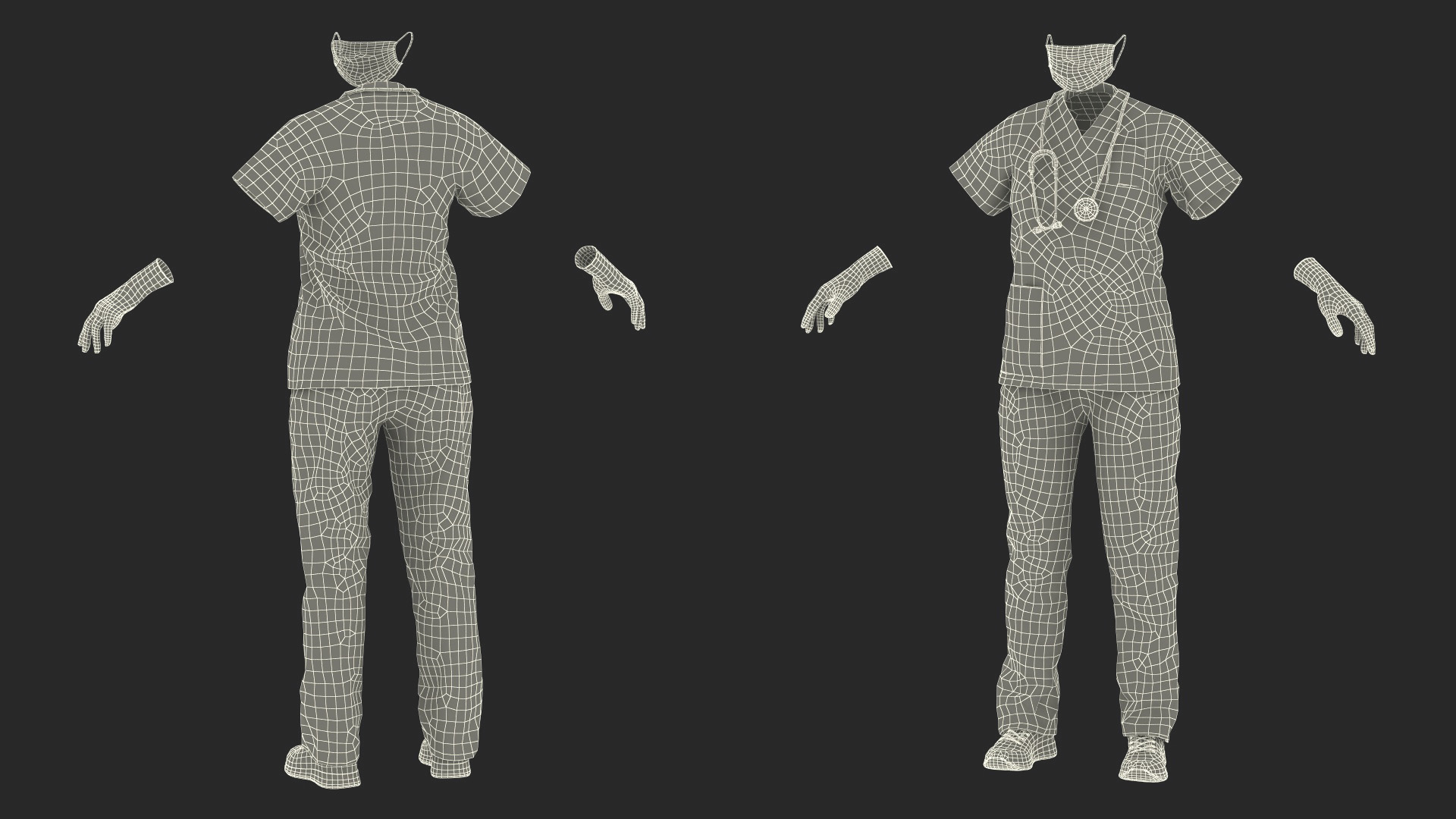 3D Green Medical Female Uniform model