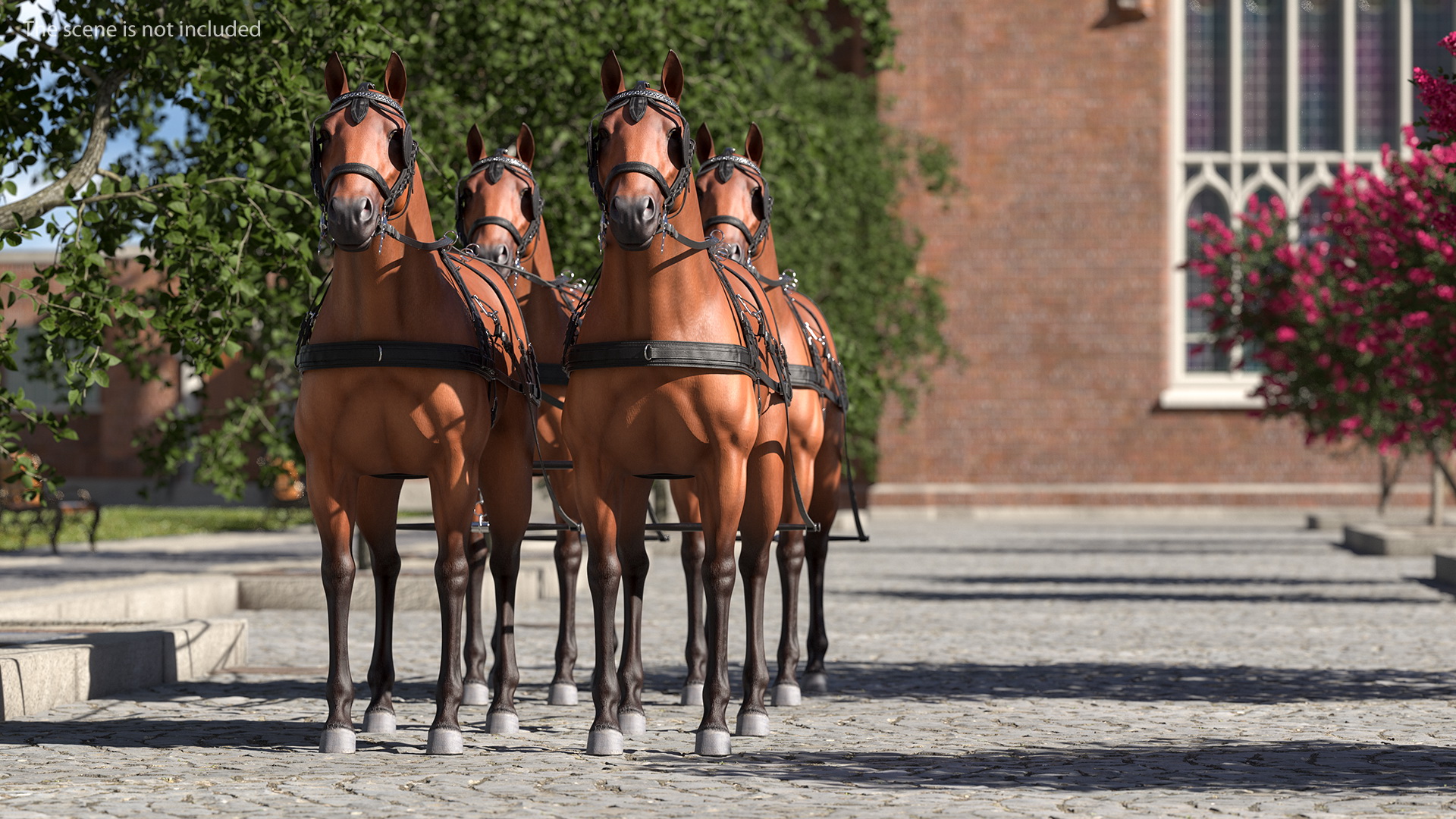 Team of Four Breast Collar Harness 3D model