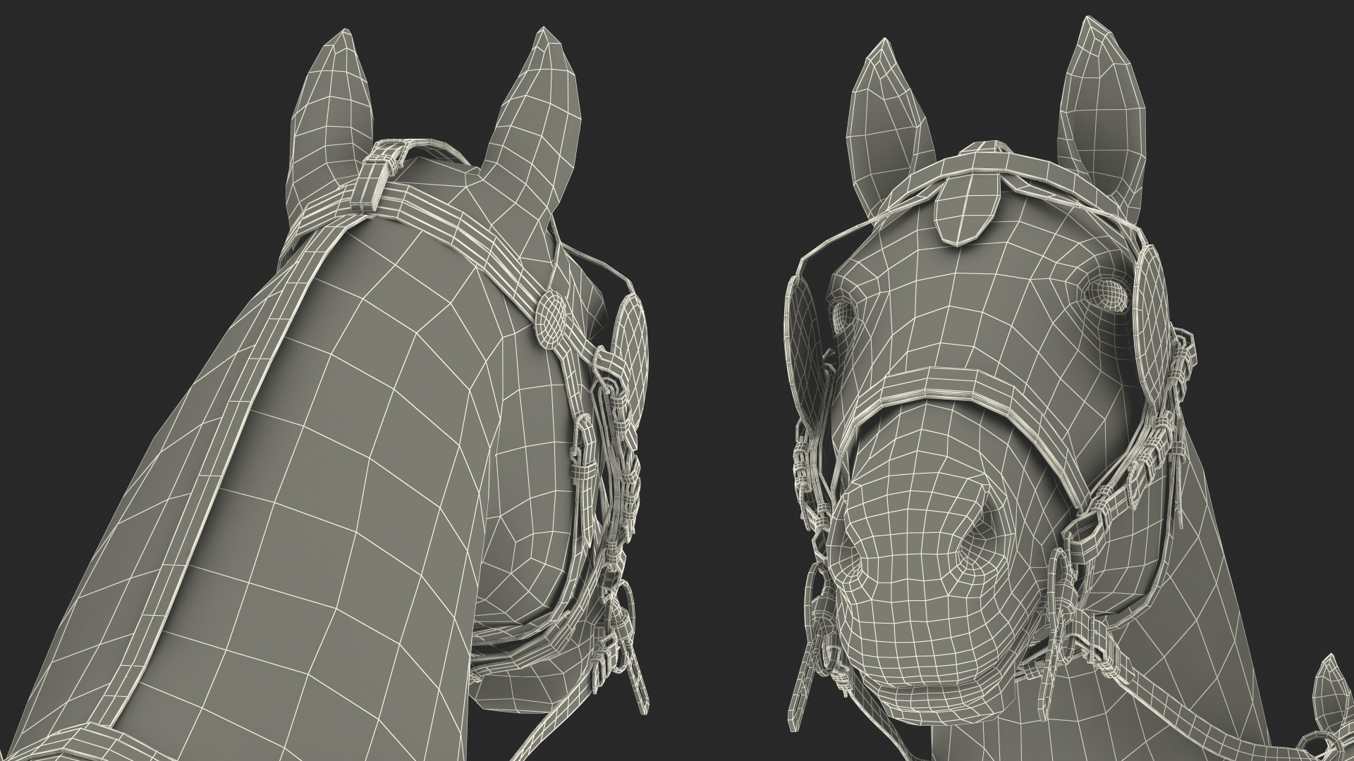 Team of Four Breast Collar Harness 3D model