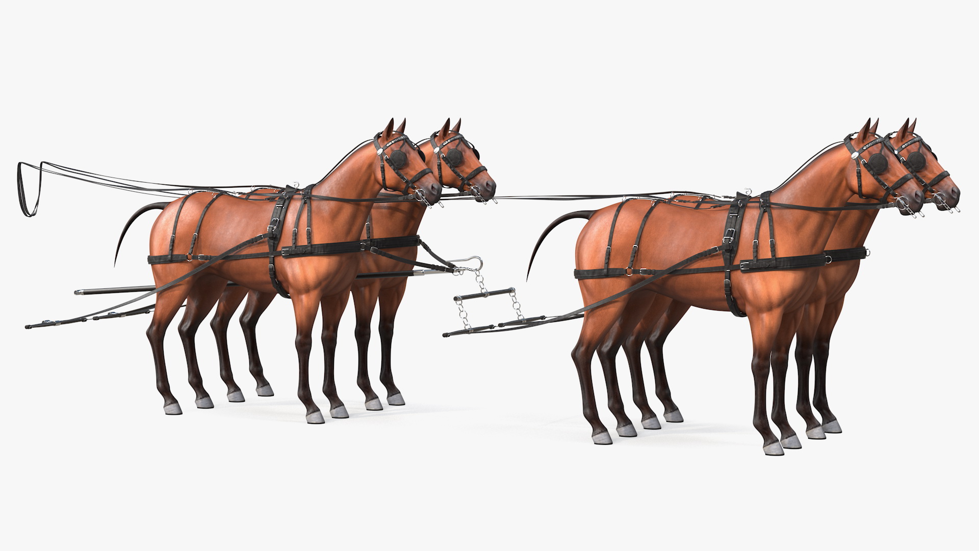 Team of Four Breast Collar Harness 3D model