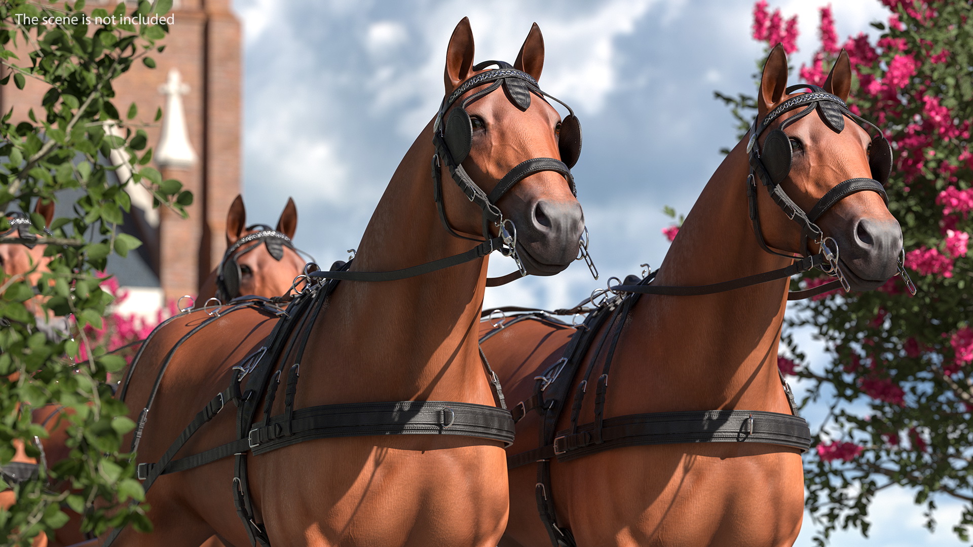 Team of Four Breast Collar Harness 3D model