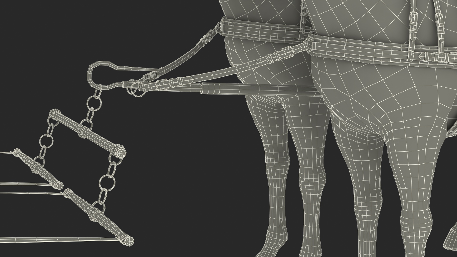Team of Four Breast Collar Harness 3D model