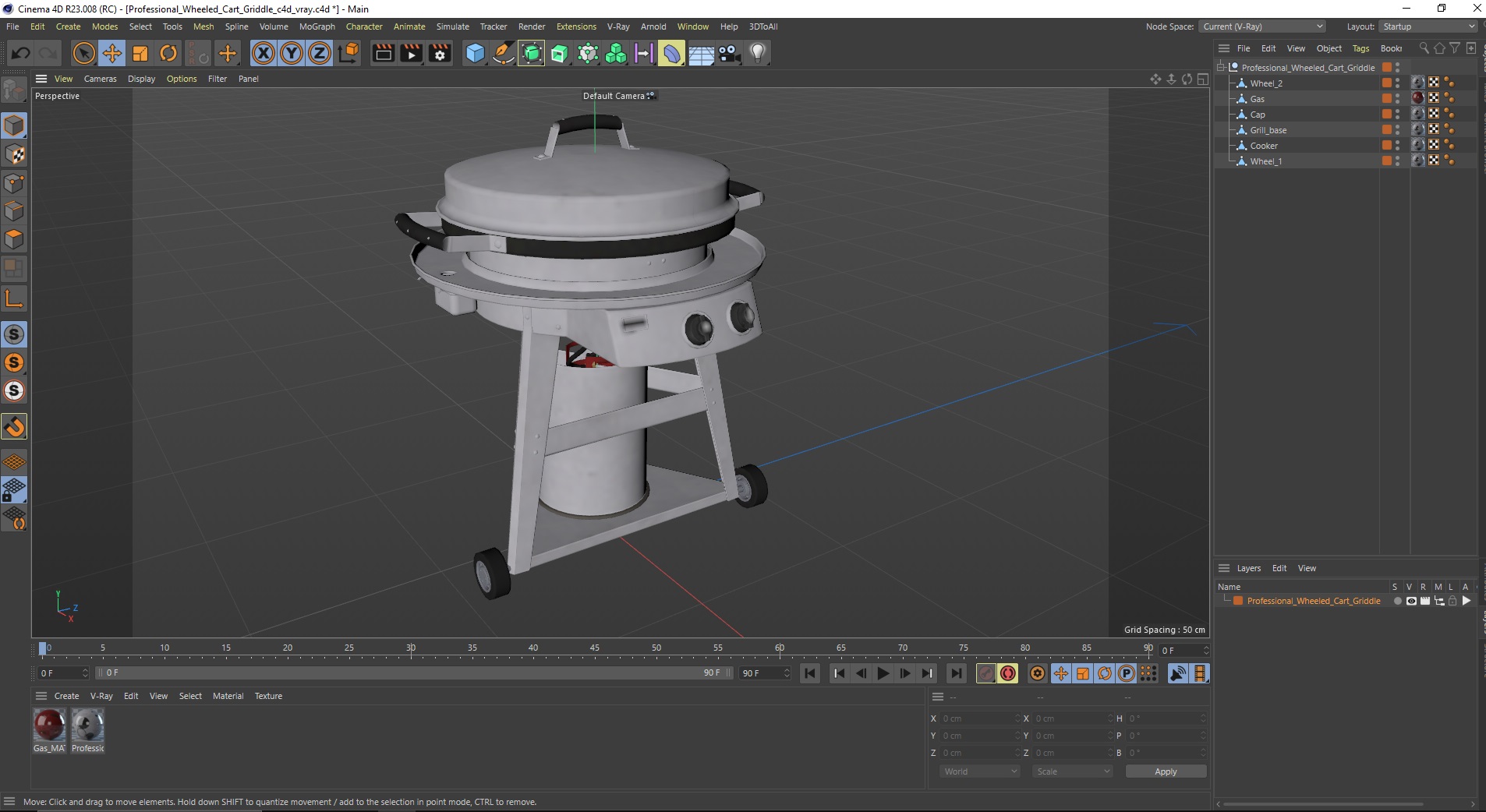 3D Professional Wheeled Cart Griddle model