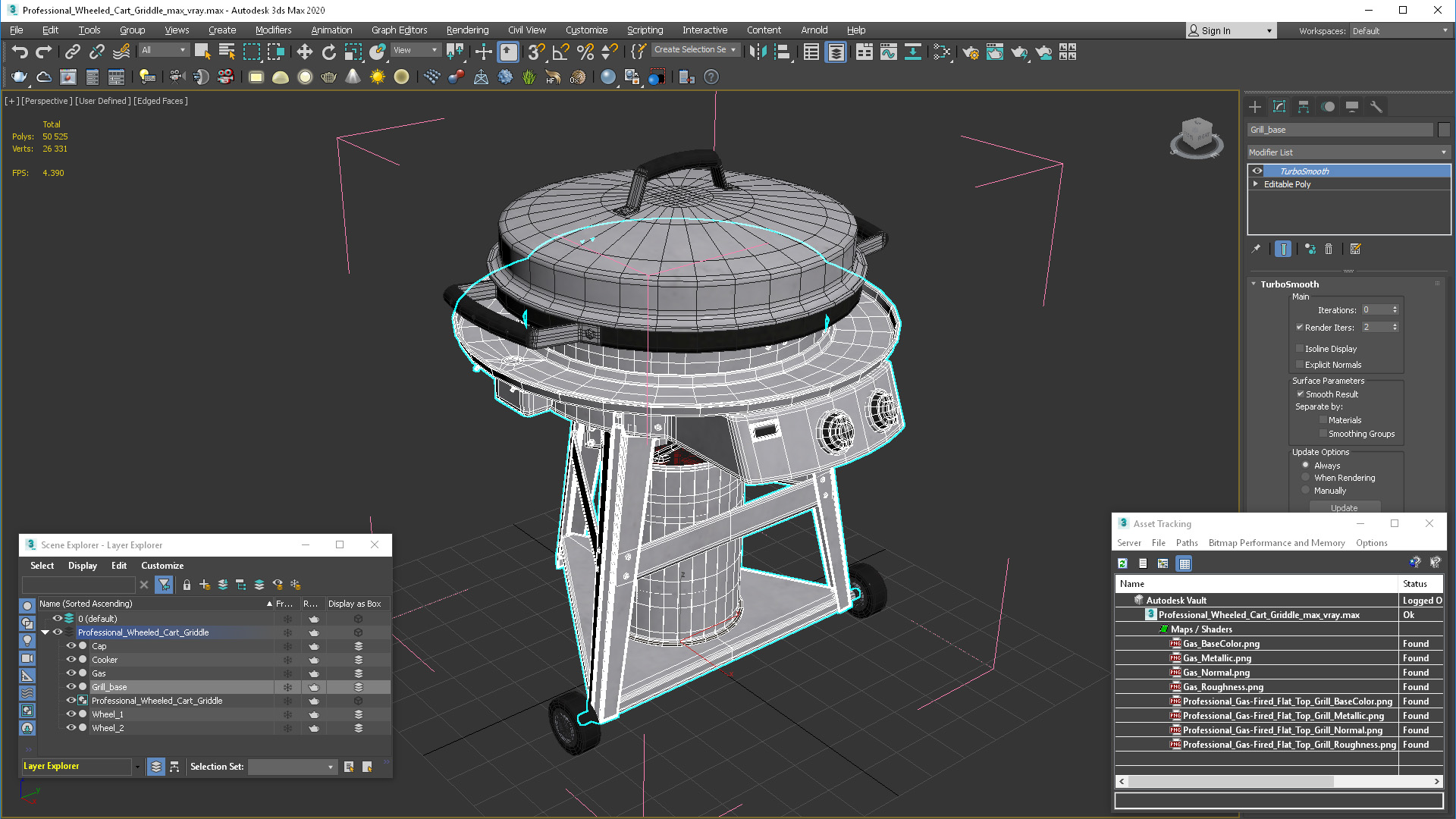 3D Professional Wheeled Cart Griddle model