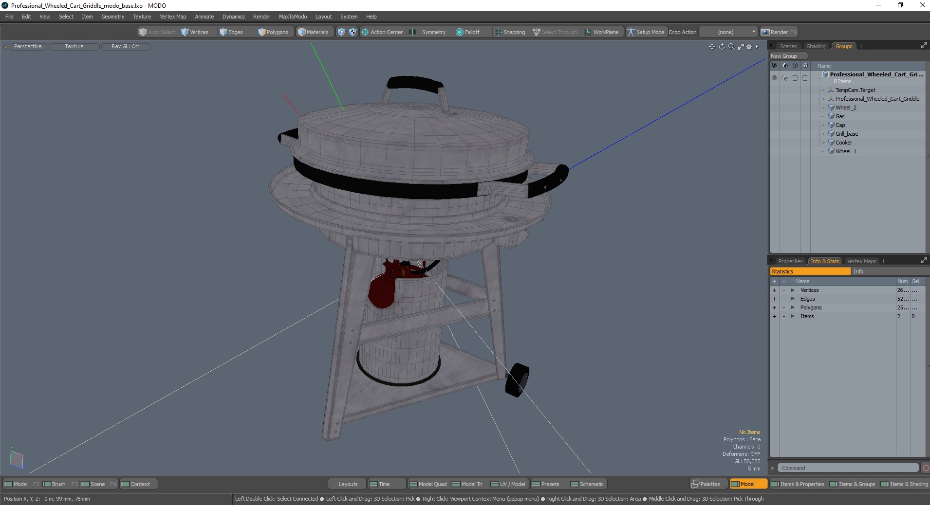 3D Professional Wheeled Cart Griddle model