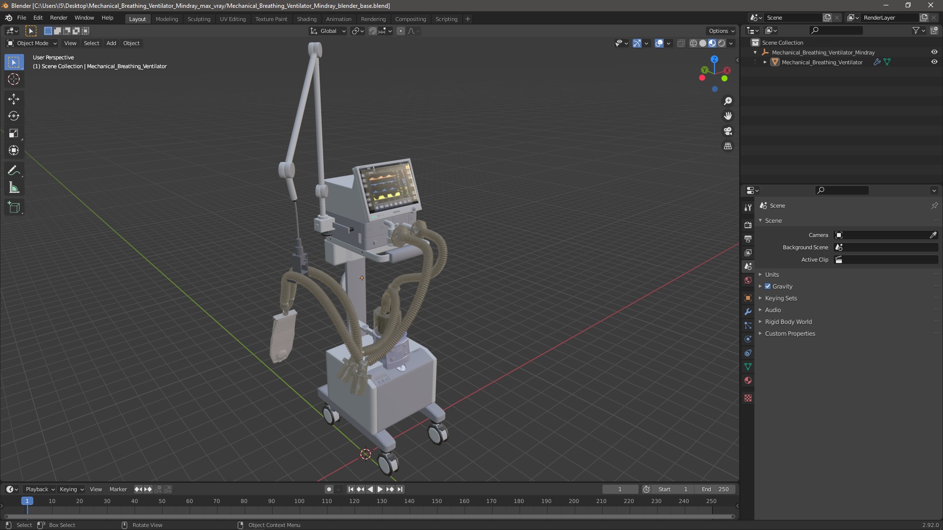 Mechanical Breathing Ventilator Mindray 3D model