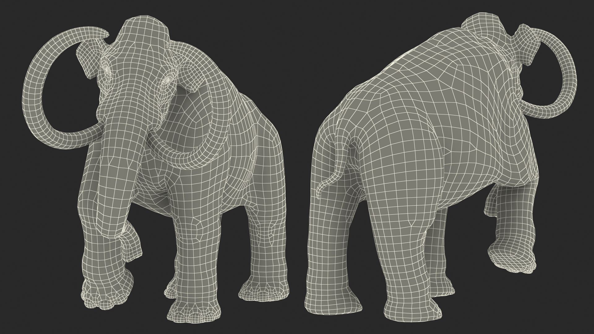 3D model Adult Mammoth Old Skeleton Shell Walking Pose