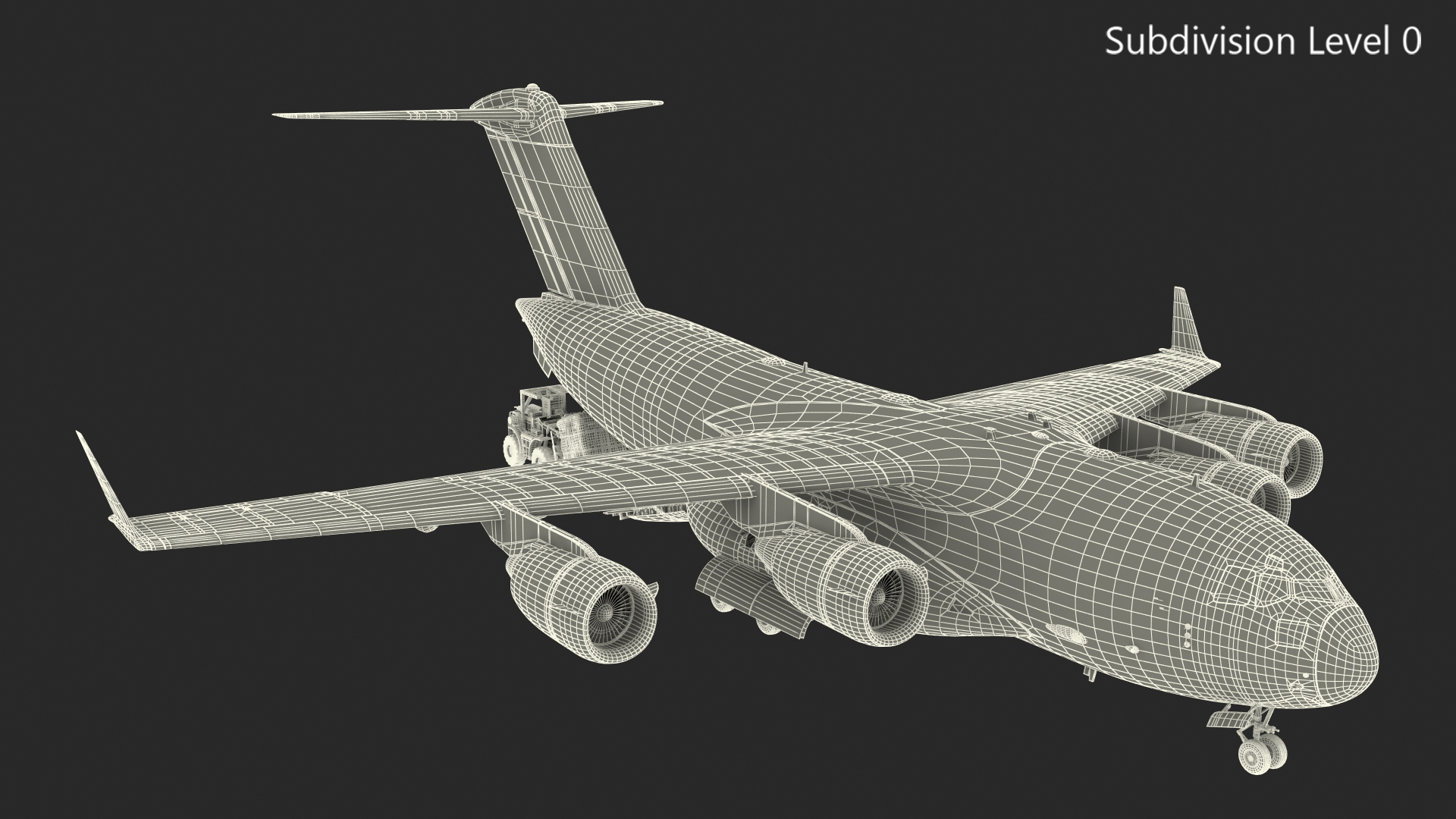 3D Forklift Loads Cargo to the Boeing C17 Globemaster III Rigged