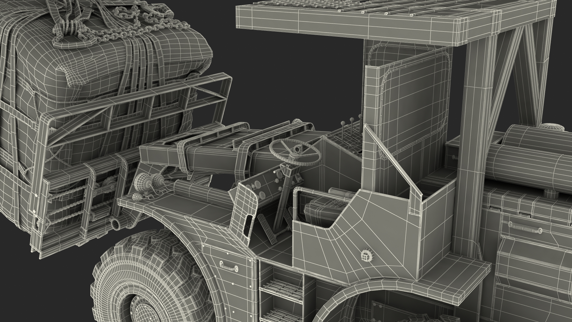 3D Forklift Loads Cargo to the Boeing C17 Globemaster III Rigged
