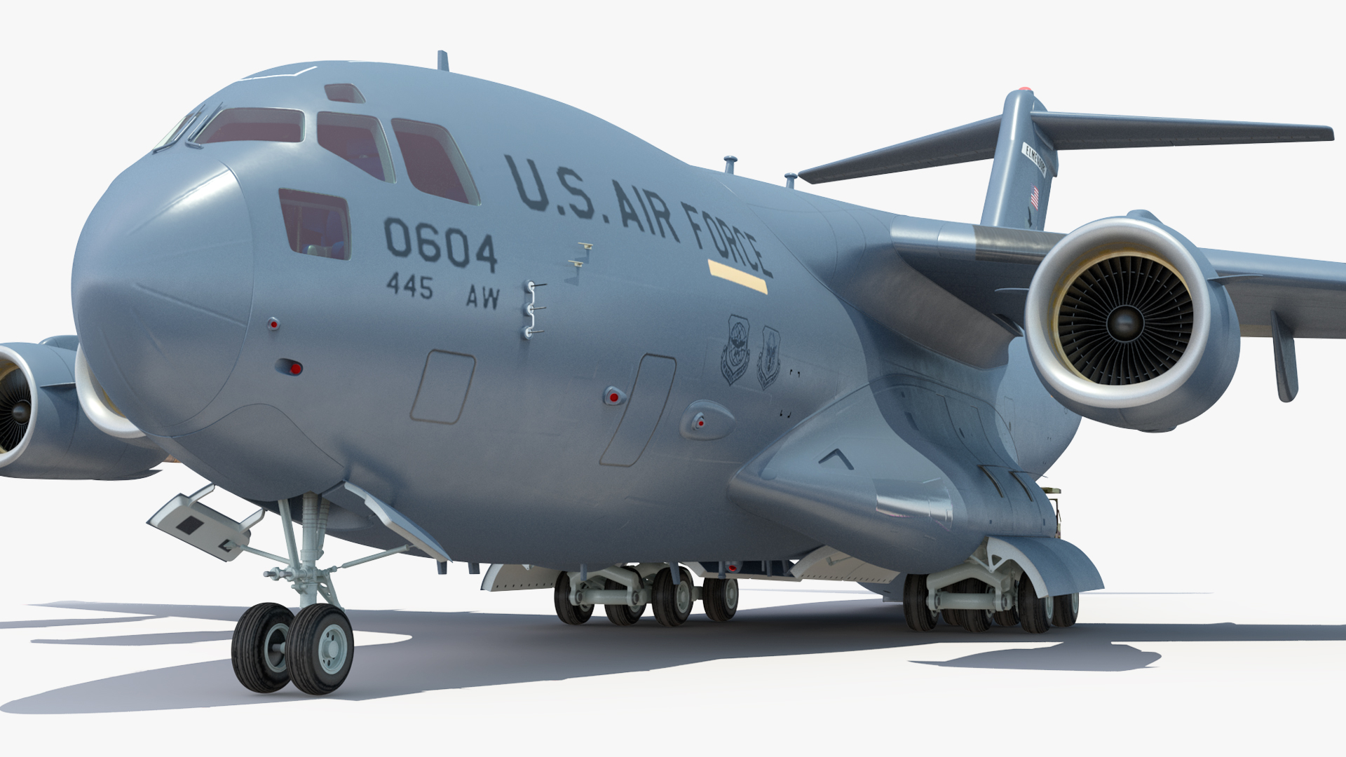 3D Forklift Loads Cargo to the Boeing C17 Globemaster III Rigged