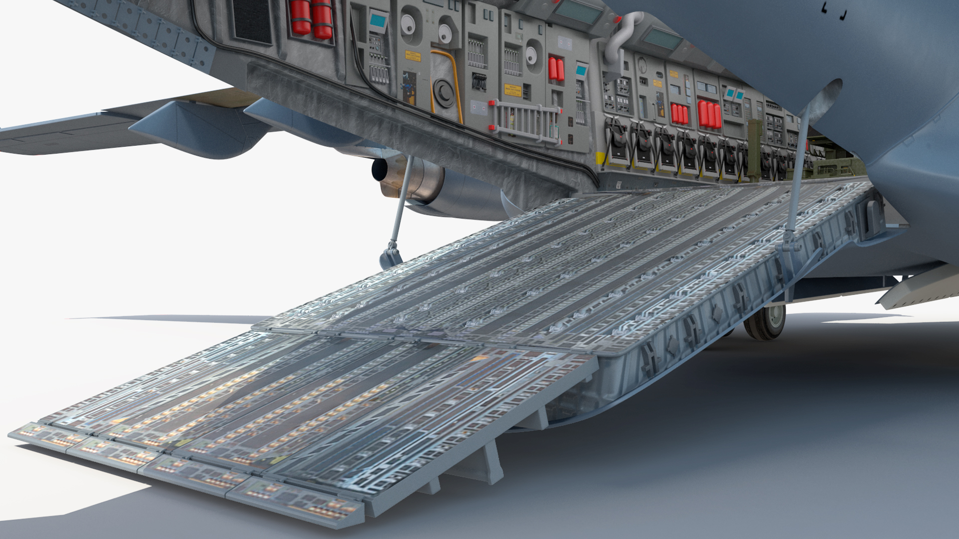 3D Forklift Loads Cargo to the Boeing C17 Globemaster III Rigged