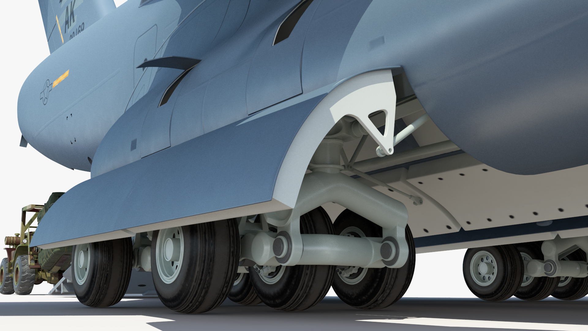 3D Forklift Loads Cargo to the Boeing C17 Globemaster III Rigged