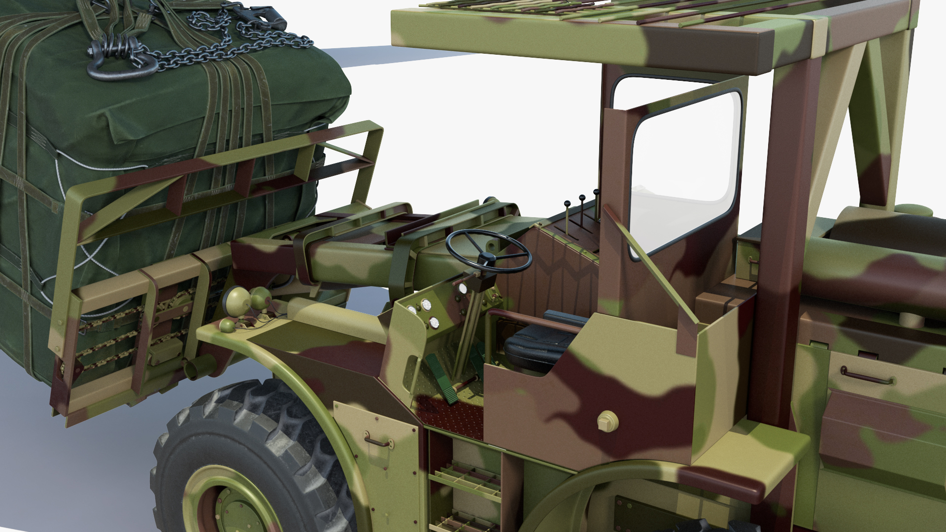 3D Forklift Loads Cargo to the Boeing C17 Globemaster III Rigged