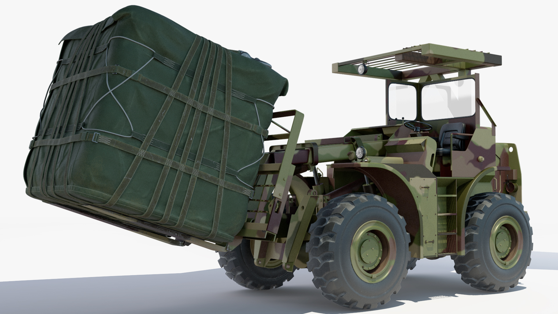 3D Forklift Loads Cargo to the Boeing C17 Globemaster III Rigged