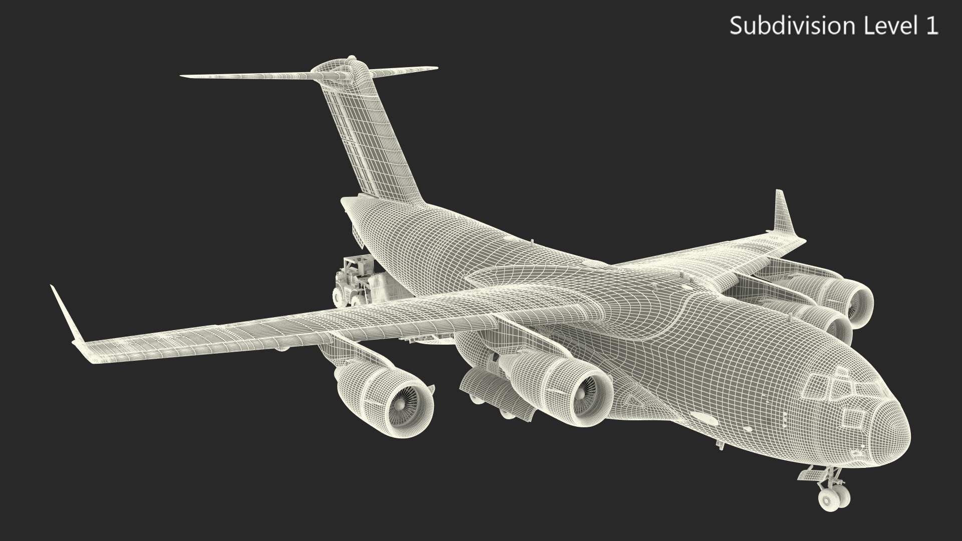 3D Forklift Loads Cargo to the Boeing C17 Globemaster III Rigged