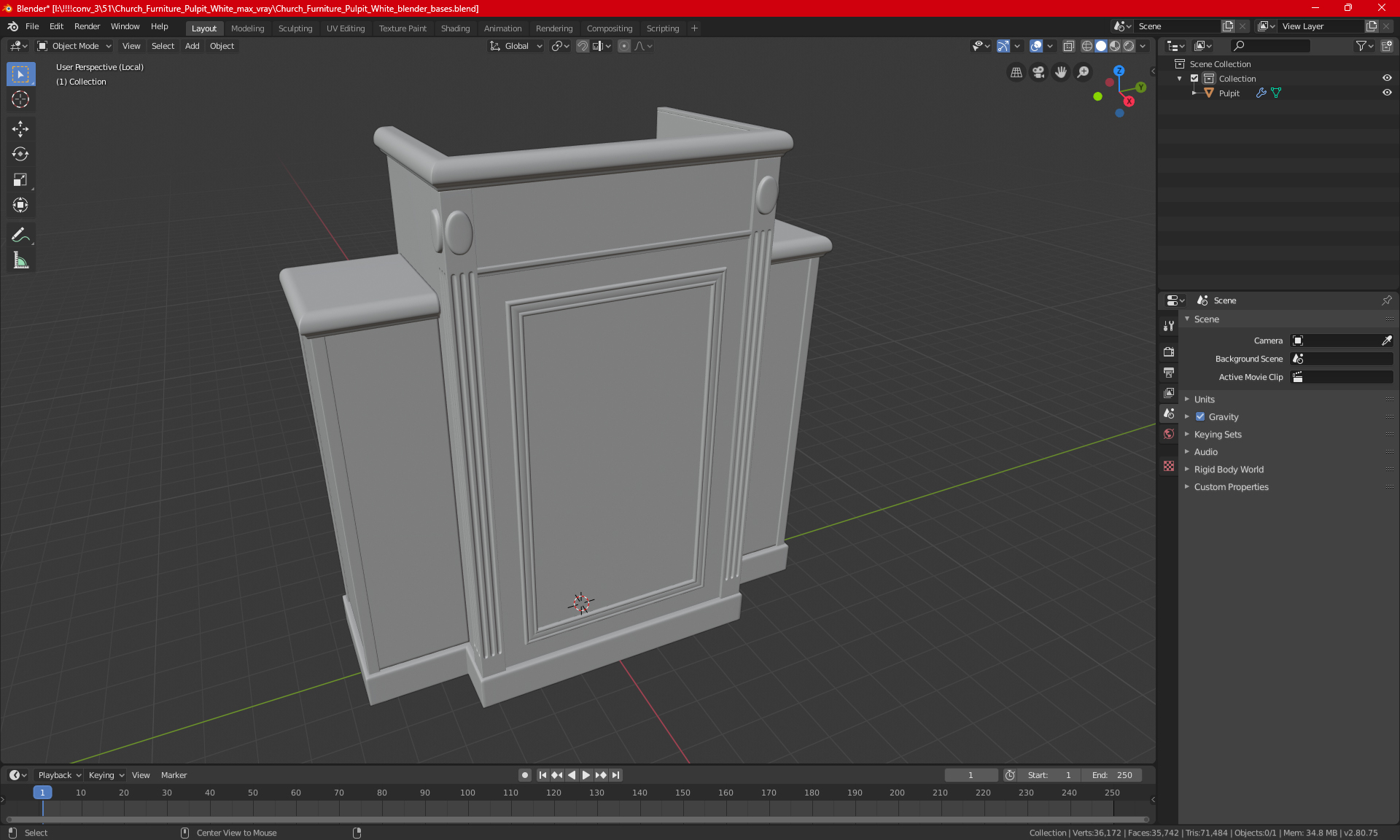 Religious Pulpit Light Wood 3D