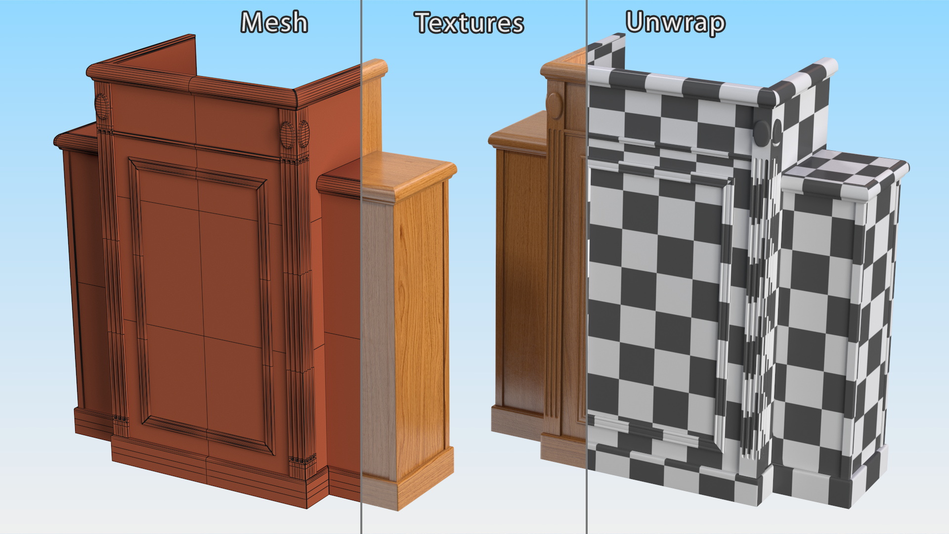 Religious Pulpit Light Wood 3D