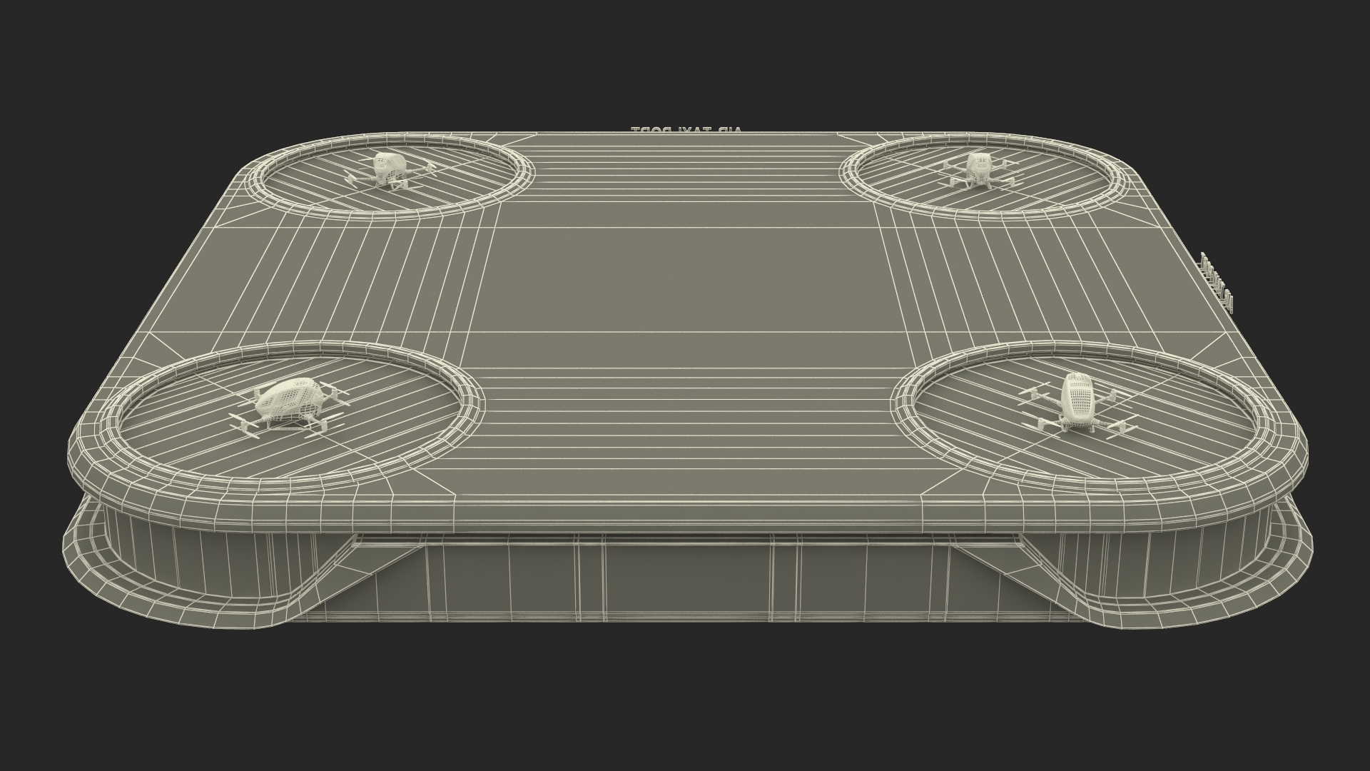 3D Flying Taxis Hub with Drones model