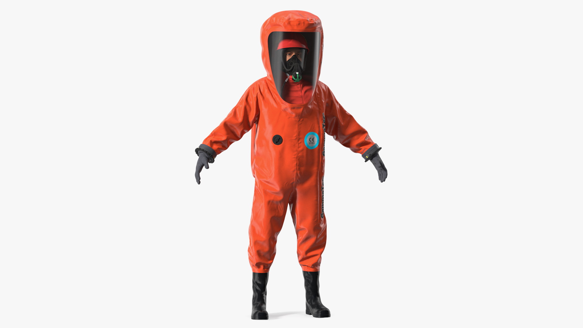 Heavy Duty Chemical Protective Suit Neutral Pose Red 3D